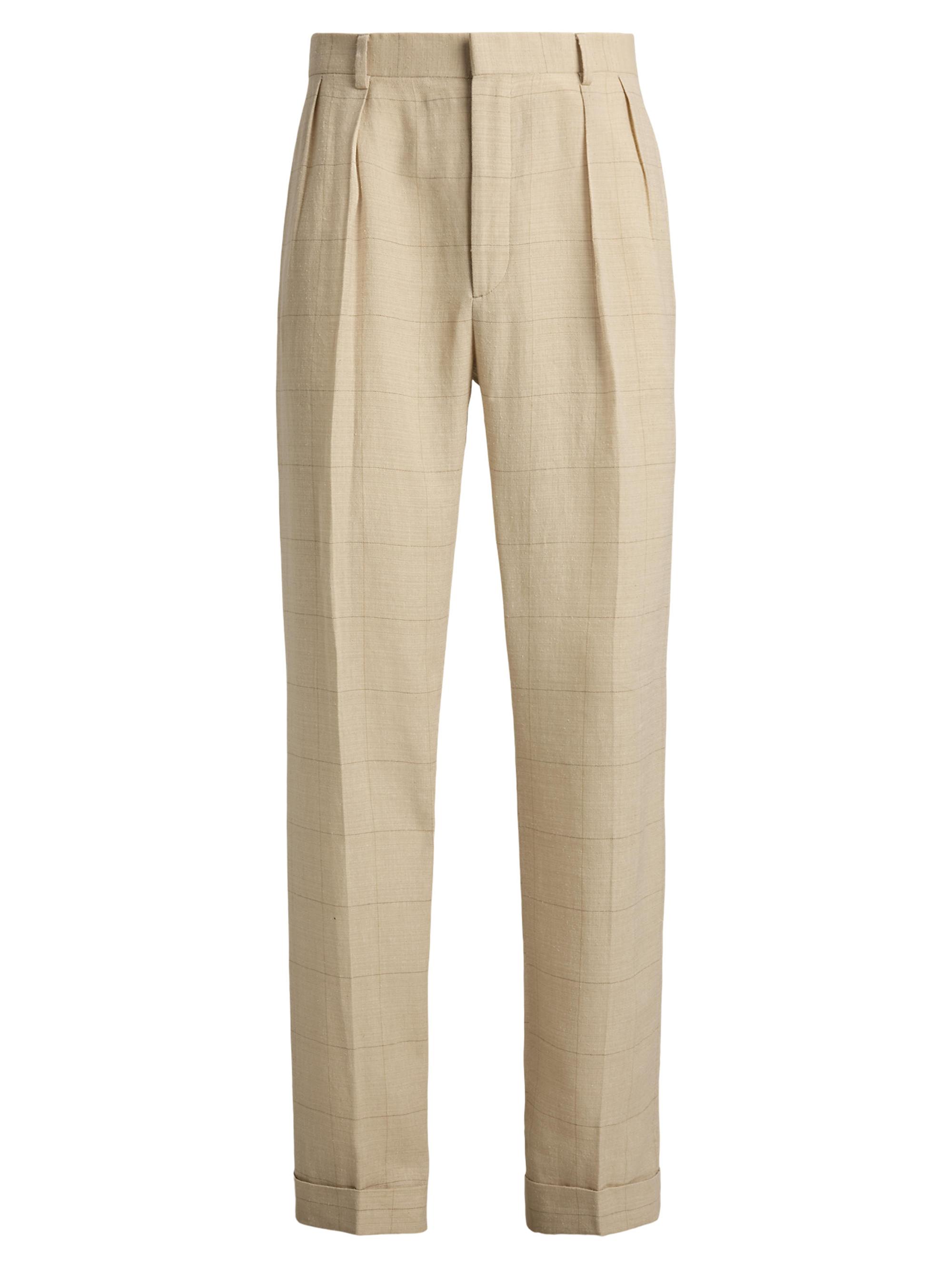 Ralph Lauren Purple Label Men's Glenn Hand-Tailored Windowpane Trousers - Classic Tan