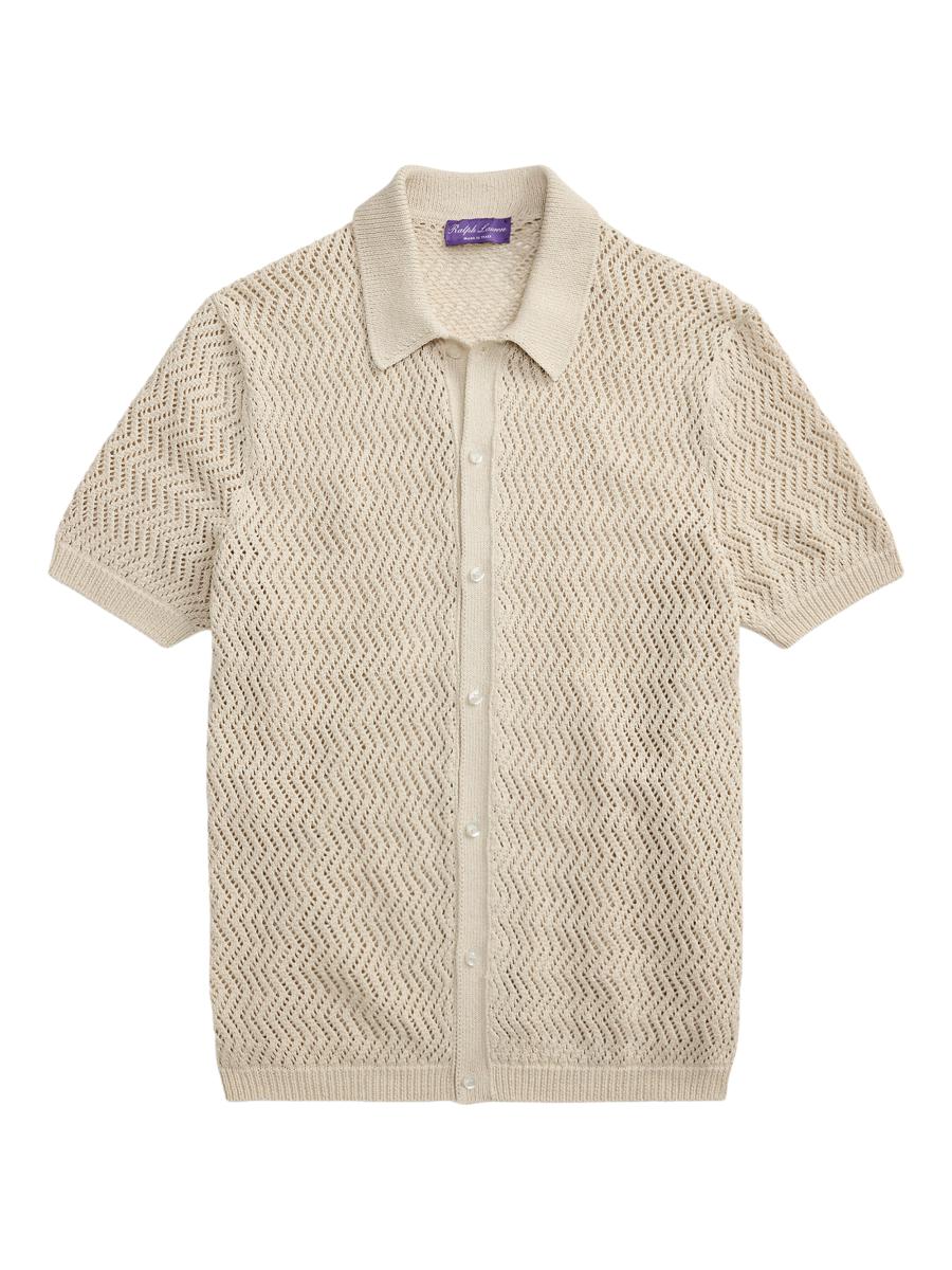 Ralph Lauren Purple Label Textured Cotton Short-Sleeve Cardigan