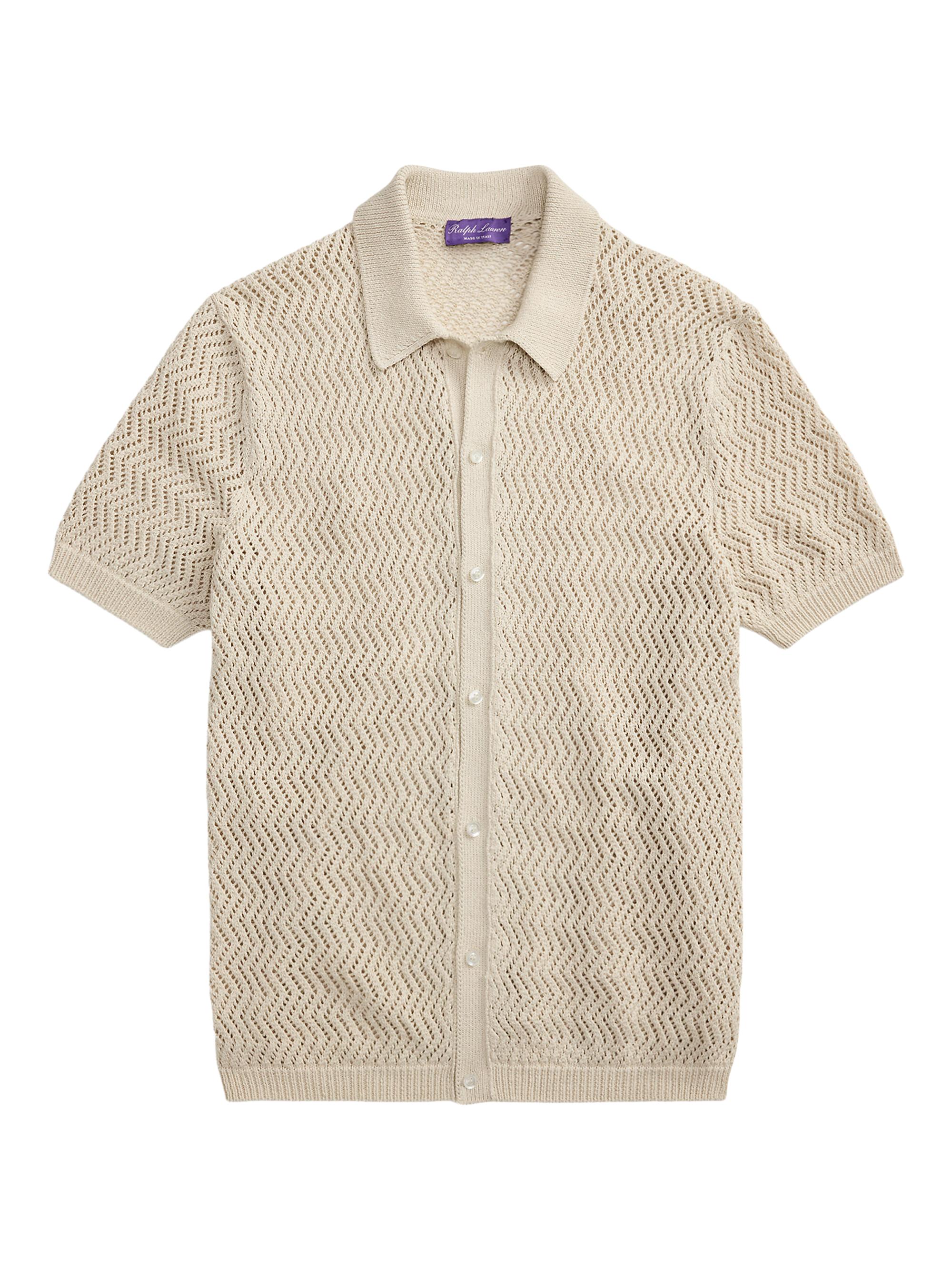 Ralph Lauren Purple Label Men's Textured Cotton Short-Sleeve Cardigan - Limestone