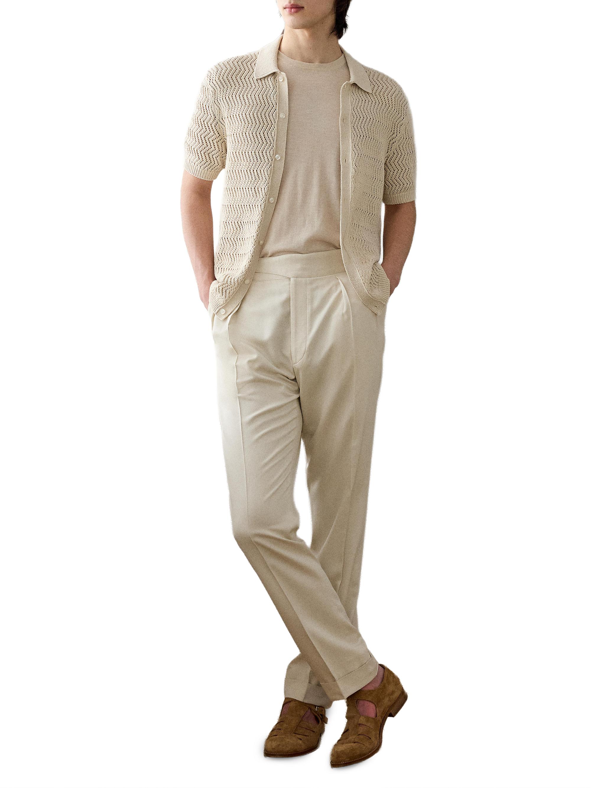 Ralph Lauren Purple Label Textured Cotton Short-Sleeve Cardigan