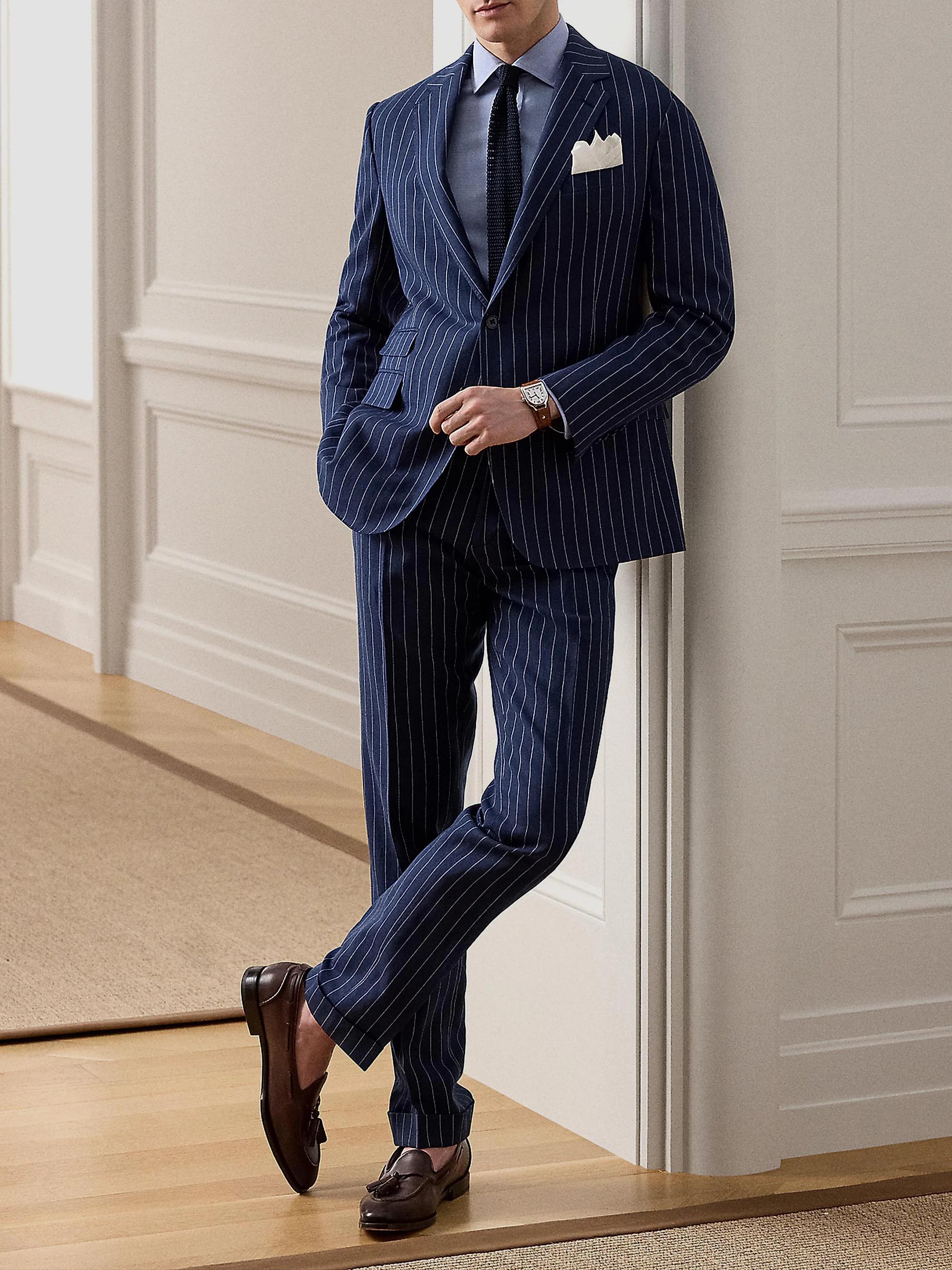 Ralph Lauren Purple Label Gregory Striped Hand-Tailored Trousers