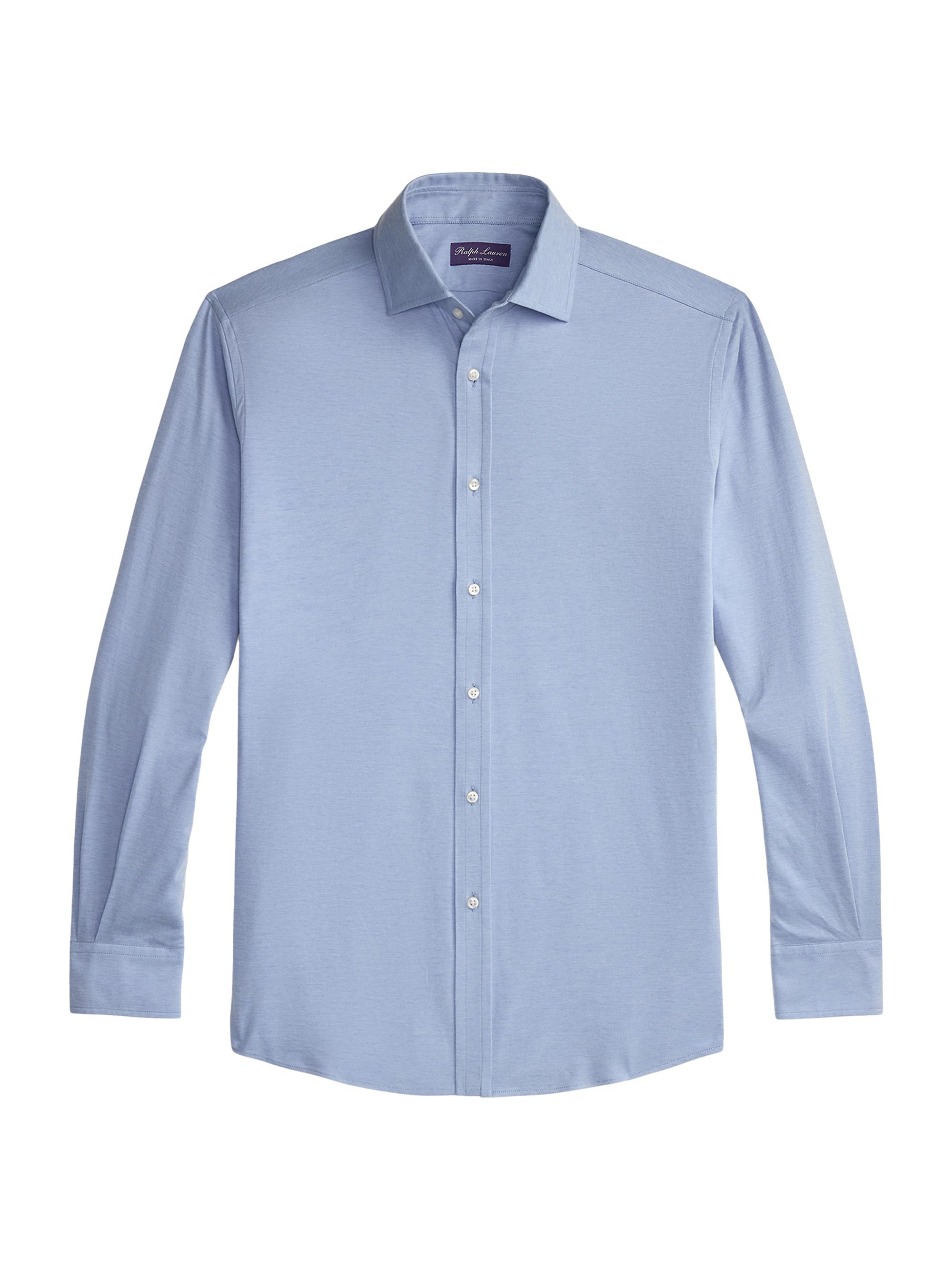 Ralph Lauren Purple Label Men's Aston Cotton-Blend Button-Front Shirt - Blue