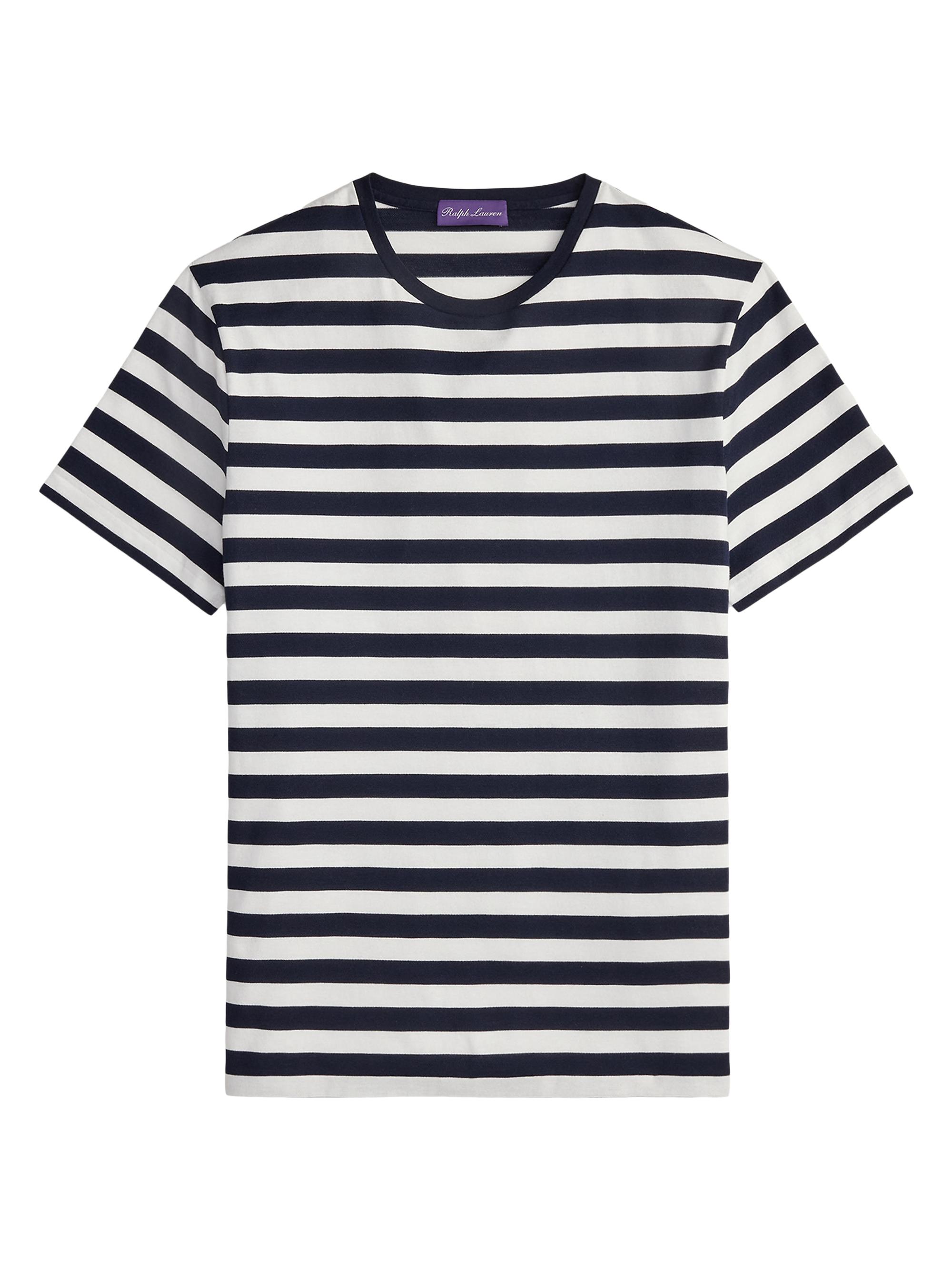 Ralph Lauren Purple Label Men's Striped Lisle-Piqué Crewneck T-Shirt - Classic Chairman Navy