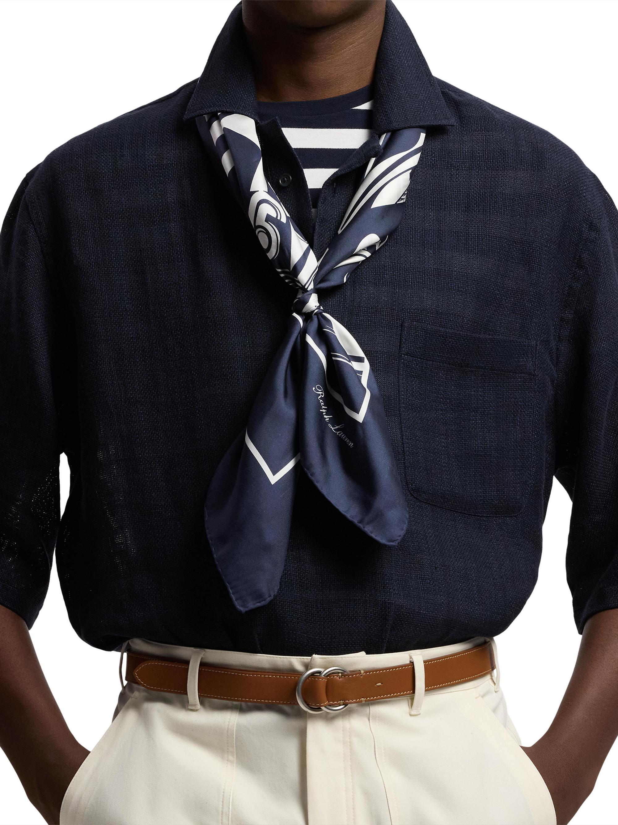 APROSIO & CO ダークブルー スカーフ＆リボンブローチ Ralph Lauren Purple Label Automobile Silk Square Scarf | Saks