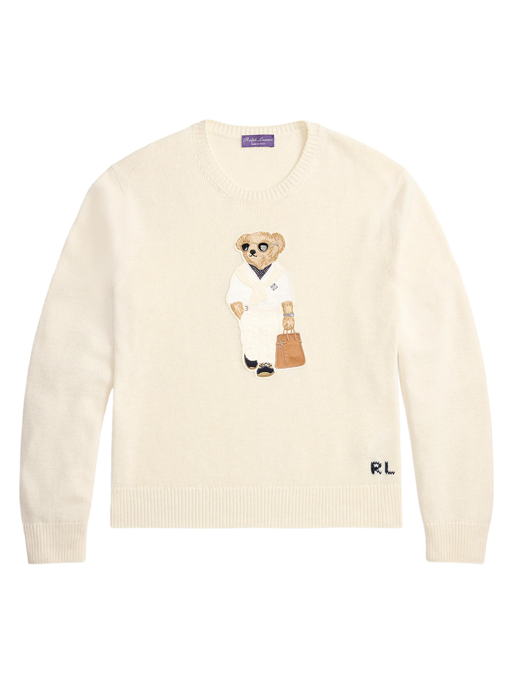 Ralph Lauren Purple Label Men's Polo Bear Silk-Linen Sweater - Classic Cream
