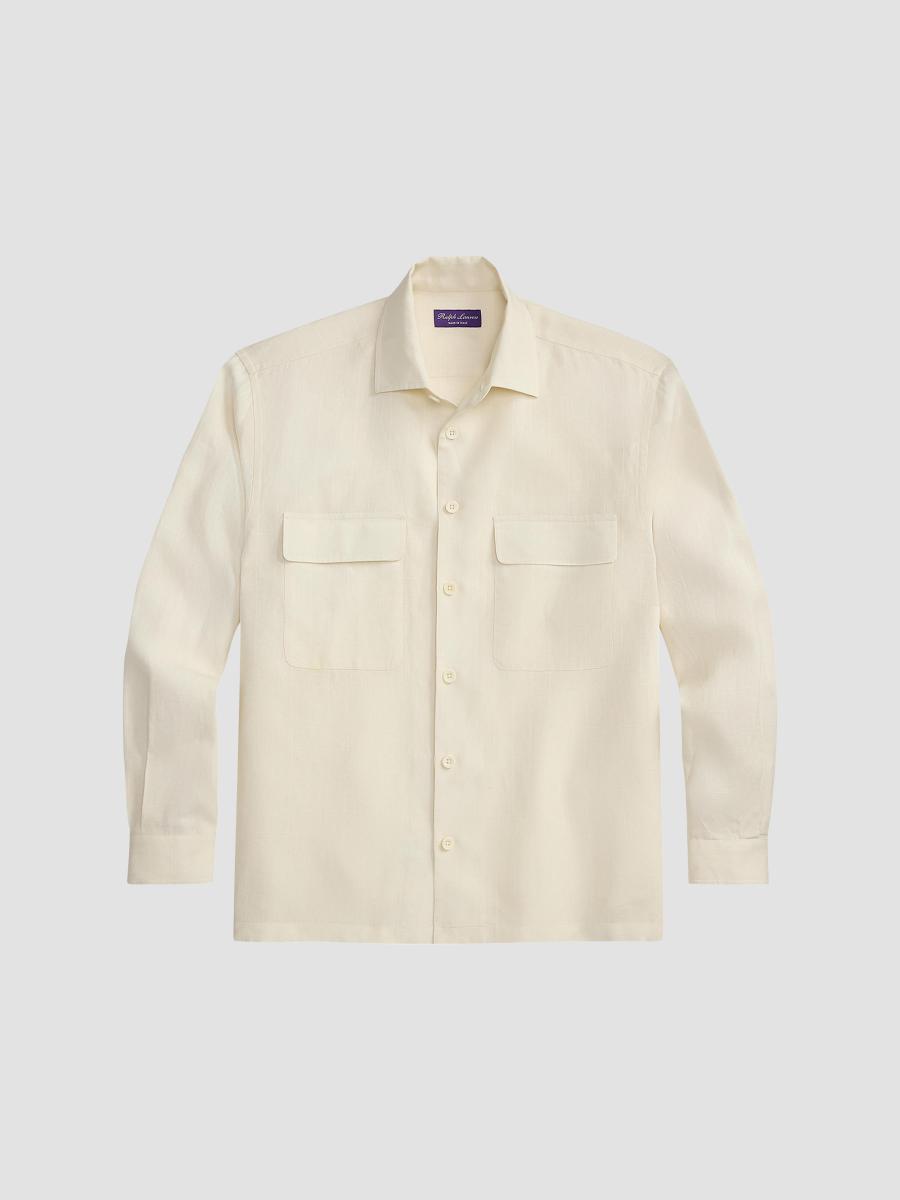 Ralph Lauren Purple Label Windowpane Linen Relaxed-Fit Shirt