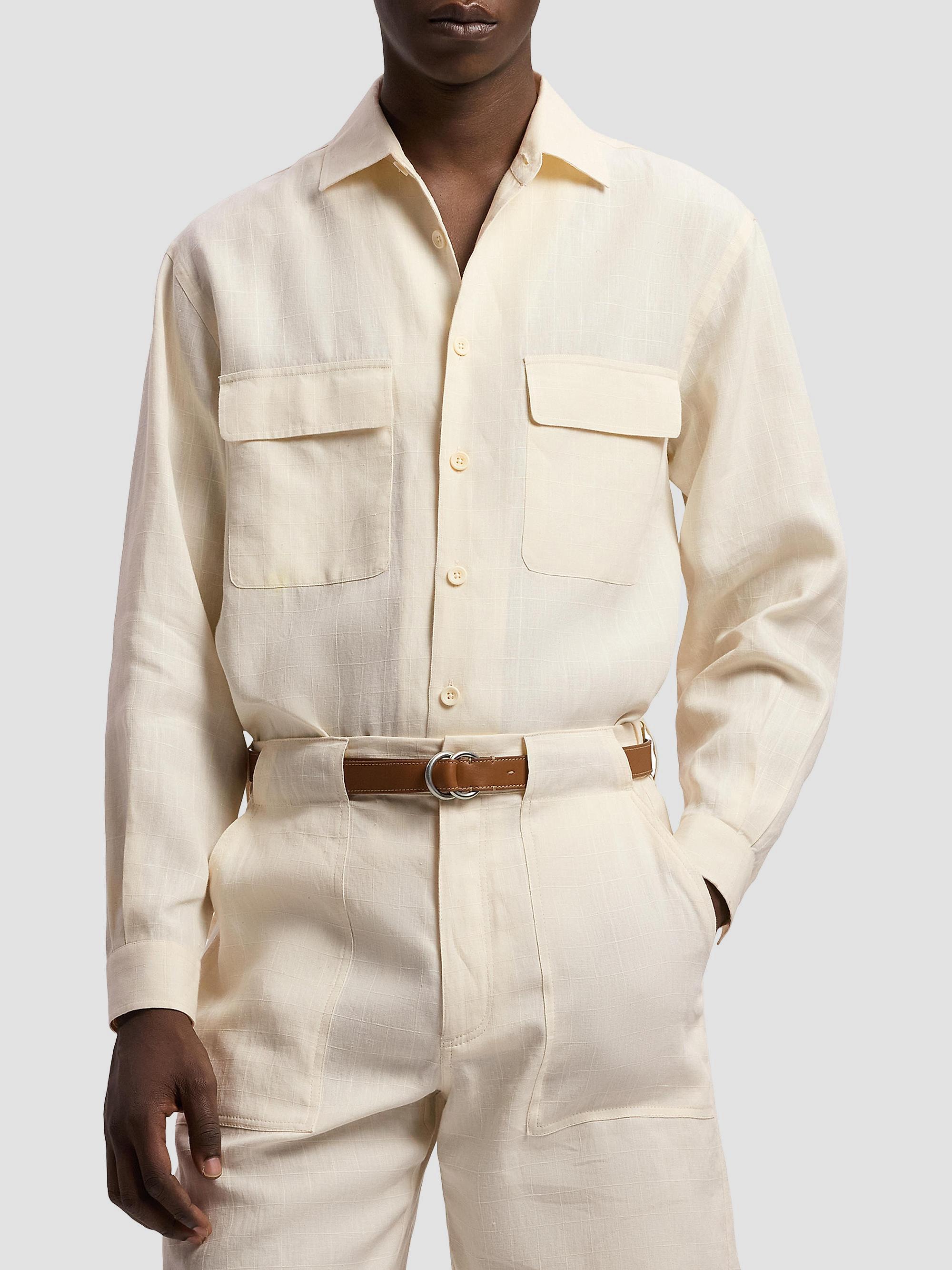 Ralph Lauren Purple Label Windowpane Linen Relaxed-Fit Shirt