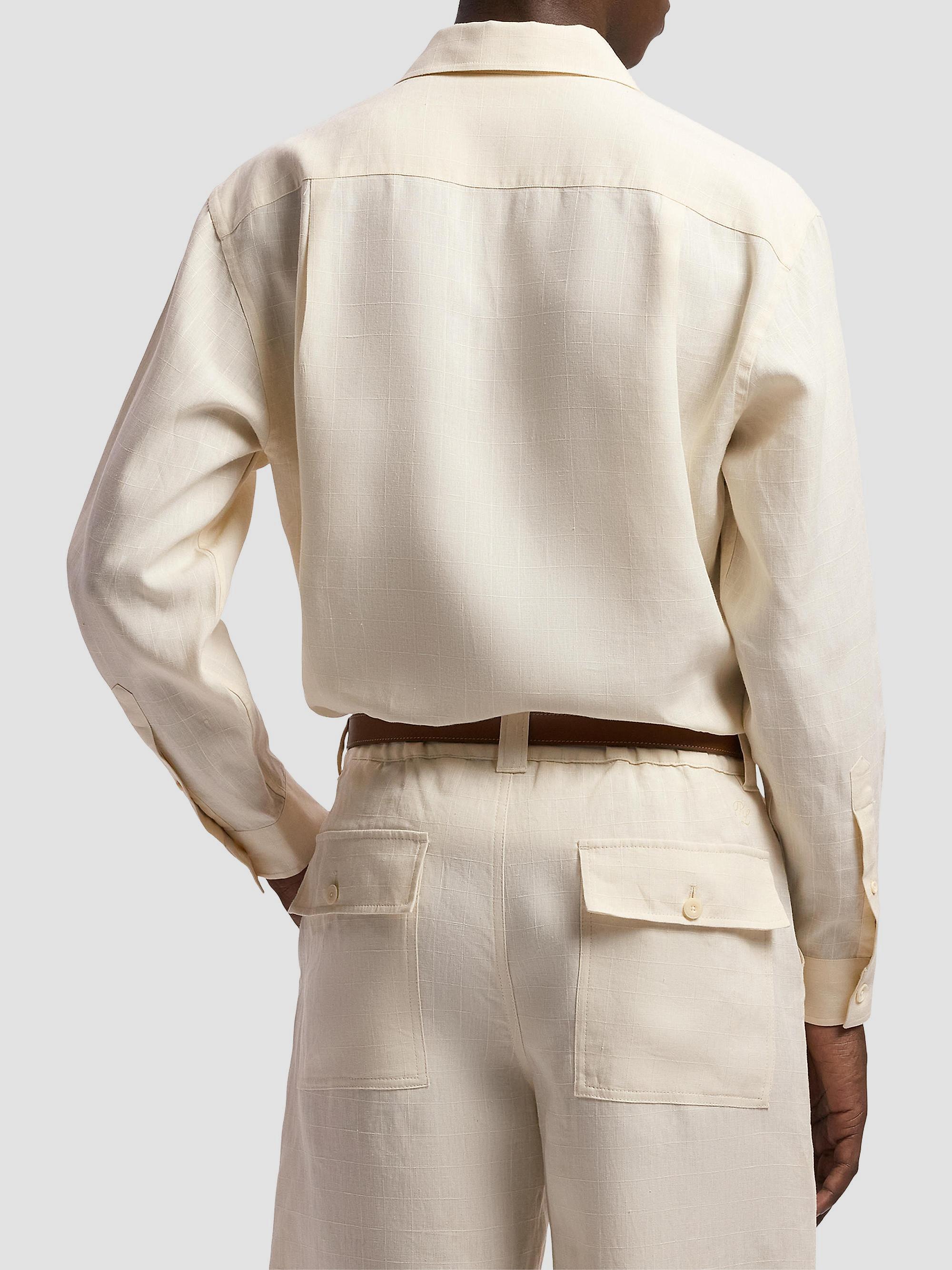 Ralph Lauren Purple Label Windowpane Linen Relaxed-Fit Shirt