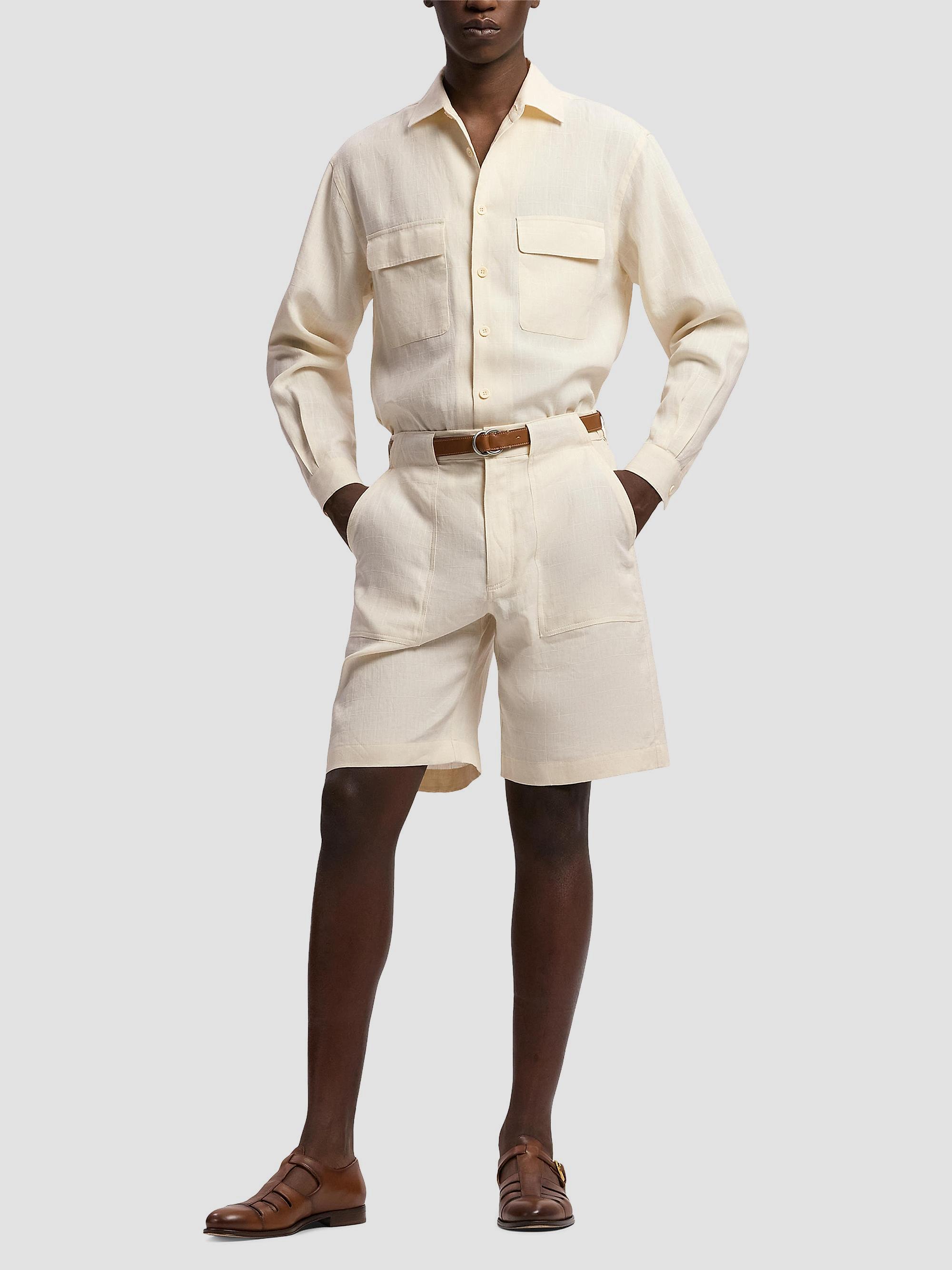 Ralph Lauren Purple Label Windowpane Linen Relaxed-Fit Shirt