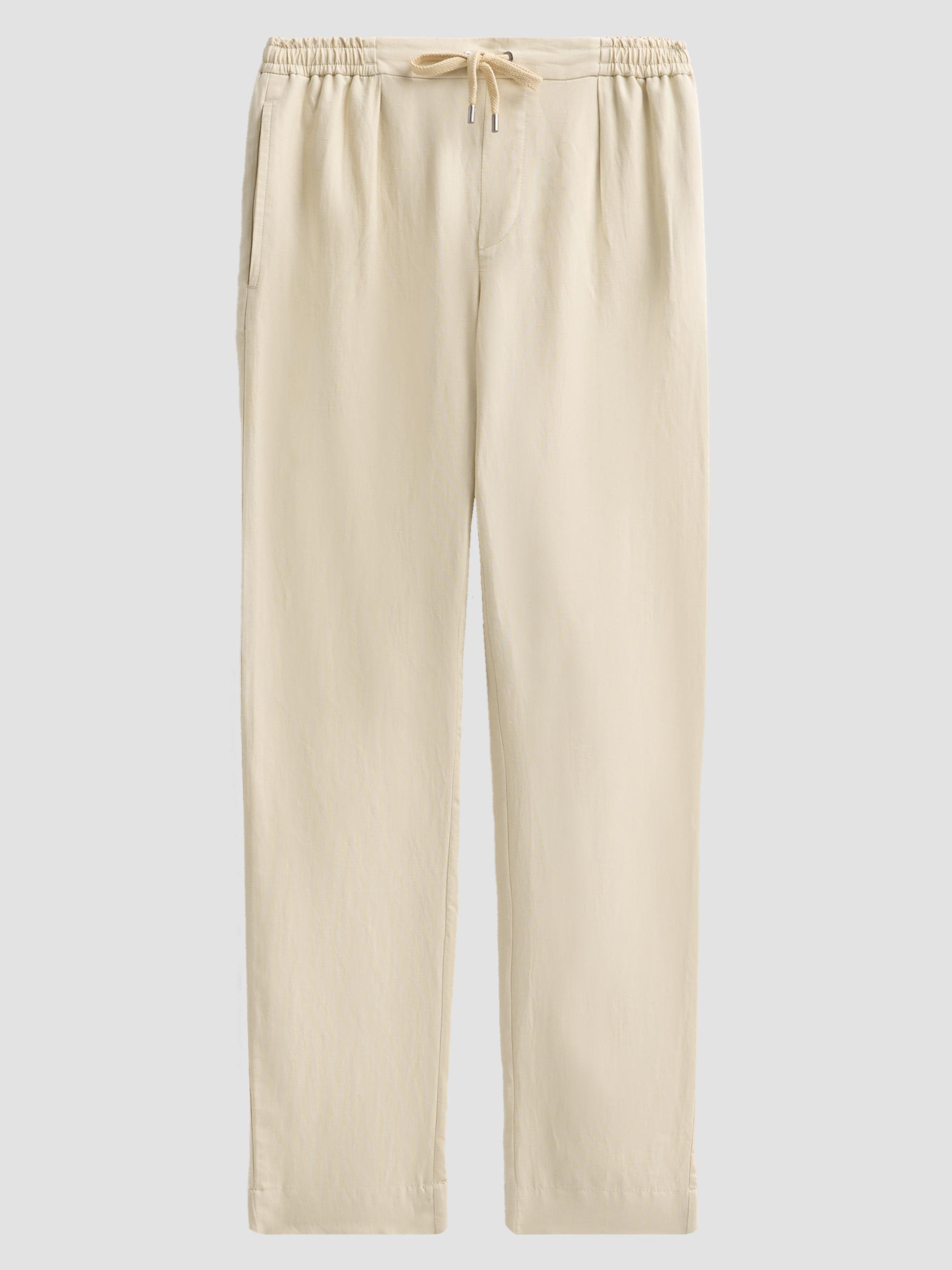 Ralph Lauren Purple Label Men's Drawstring Silk-Linen Pants - Limestone
