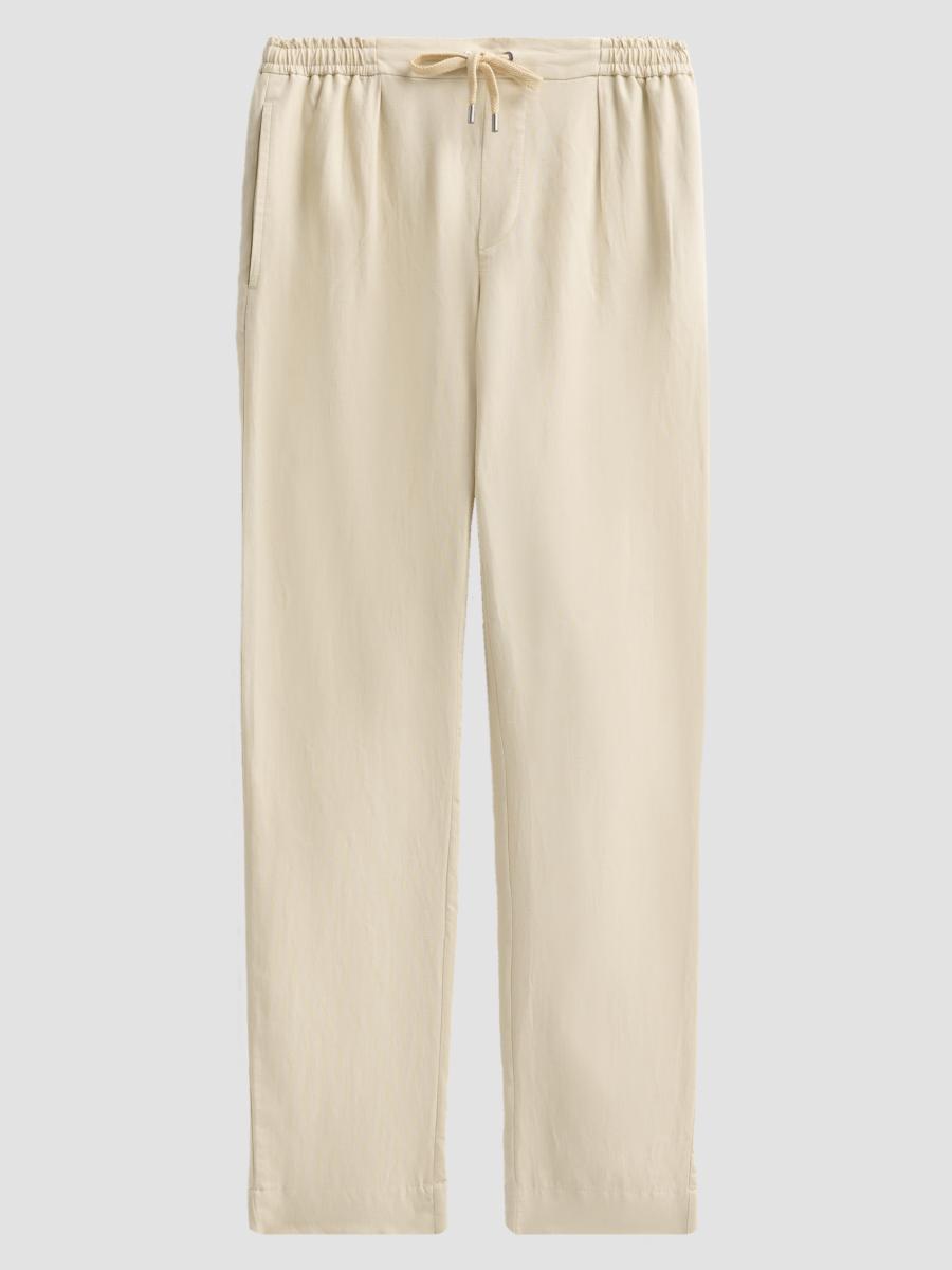 Ralph Lauren Men's Silk-linen Flat-front Pants In Neutral