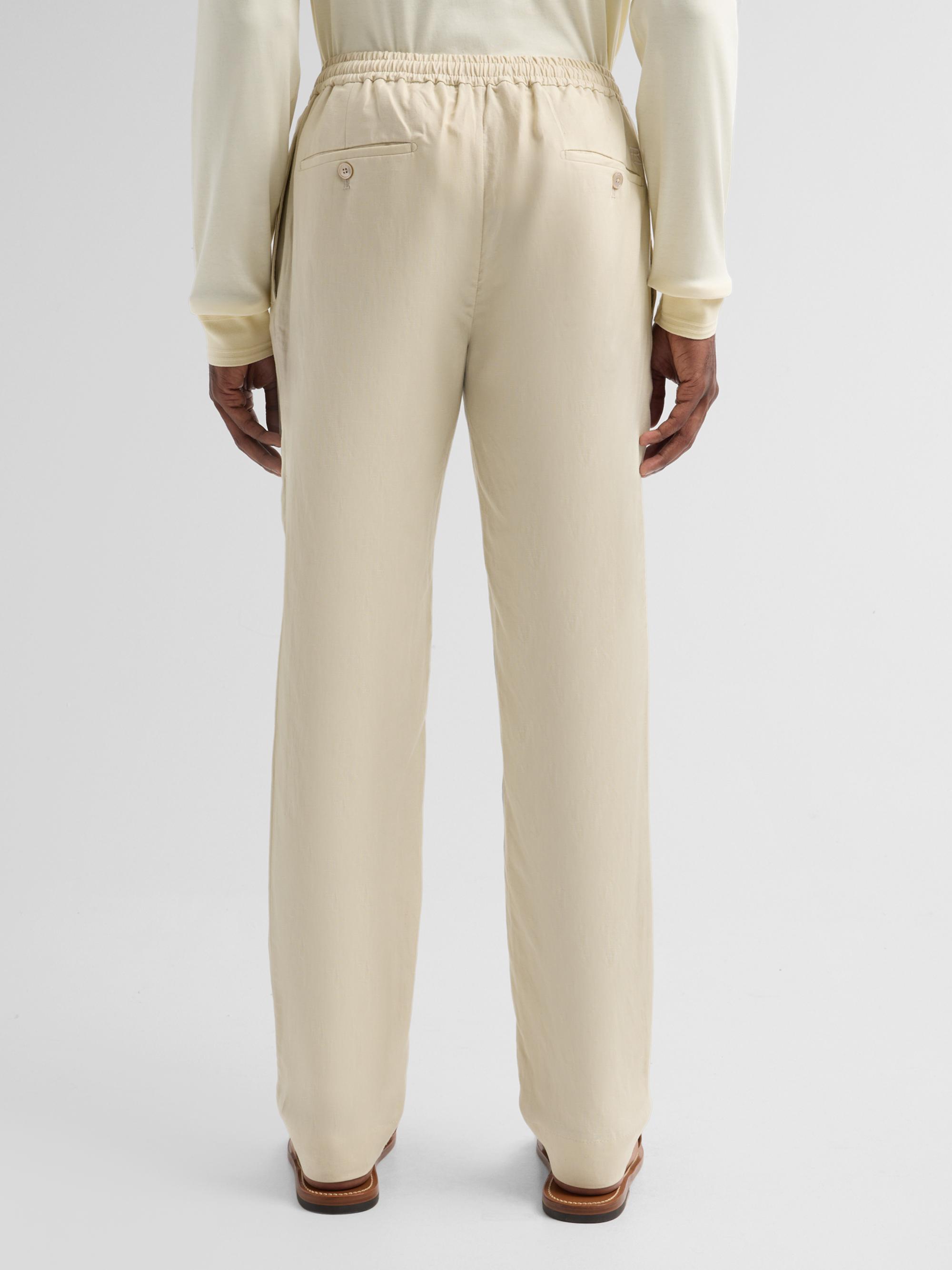 Ralph Lauren Purple Label Men's Drawstring Silk-Linen Pants - Limestone | Thumbnail 3