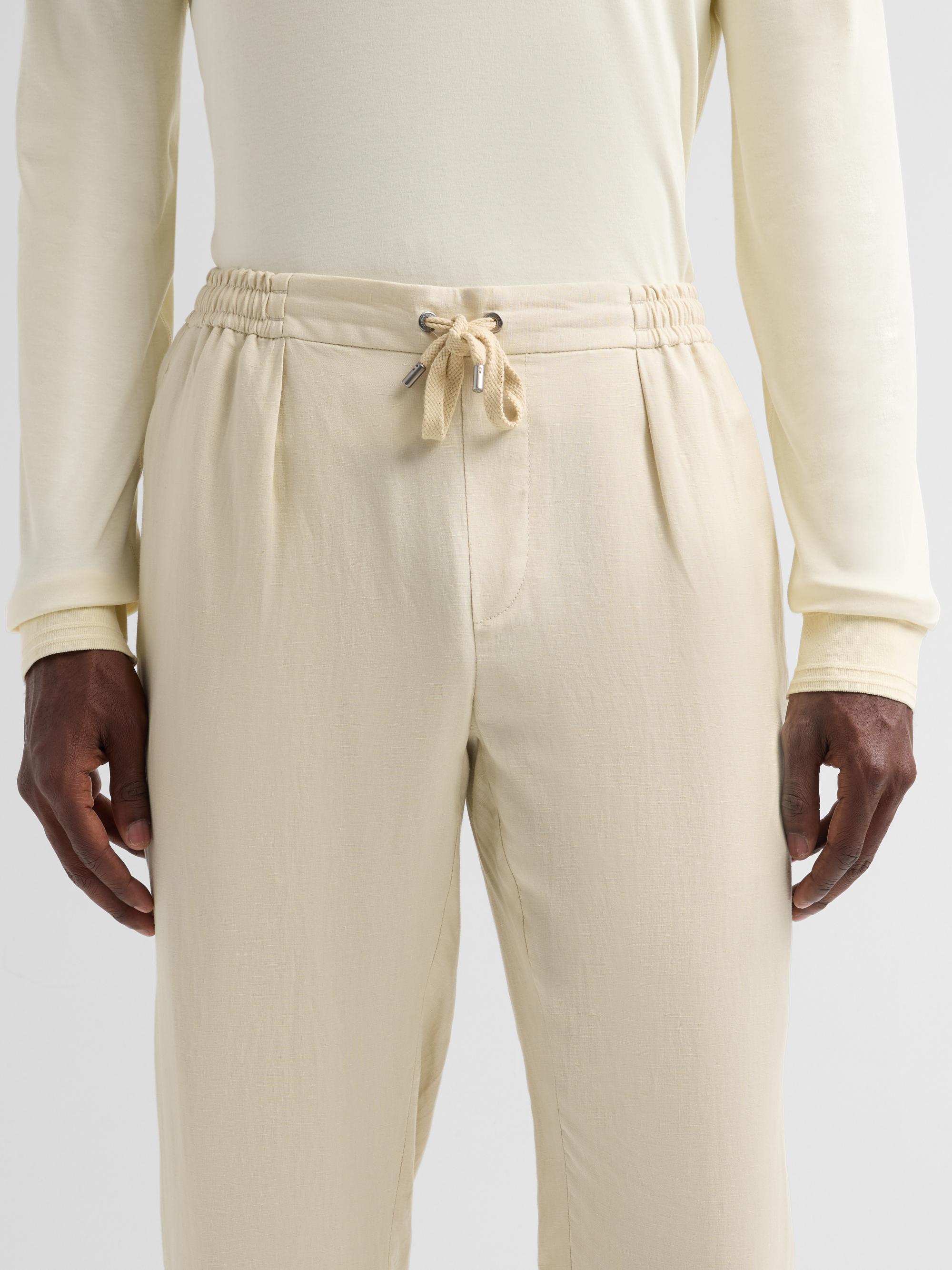 Ralph Lauren Purple Label Men's Drawstring Silk-Linen Pants - Limestone | Thumbnail 5