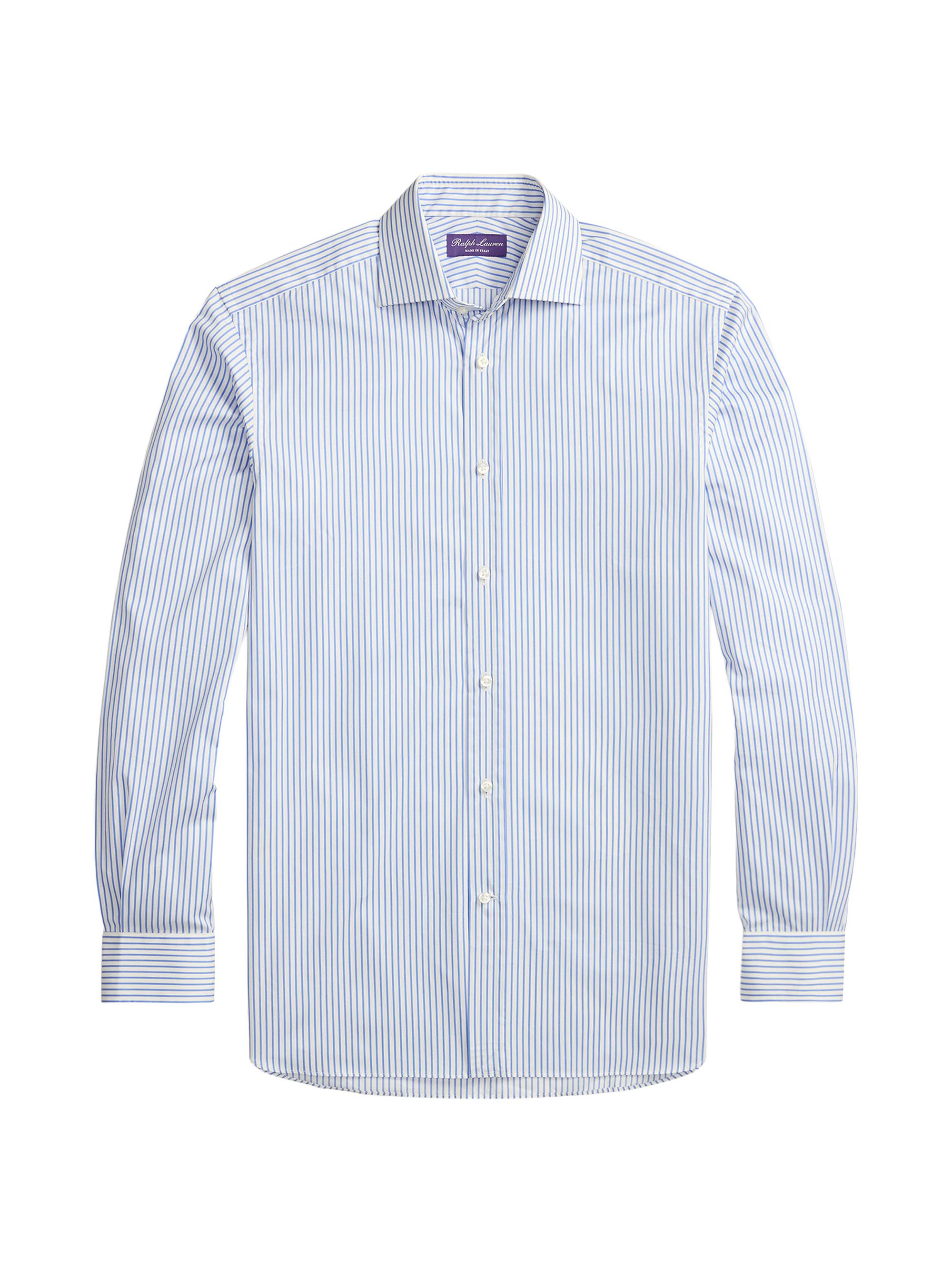 Ralph Lauren Purple Label Men's Striped-Cotton Dress Shirt - White Blue