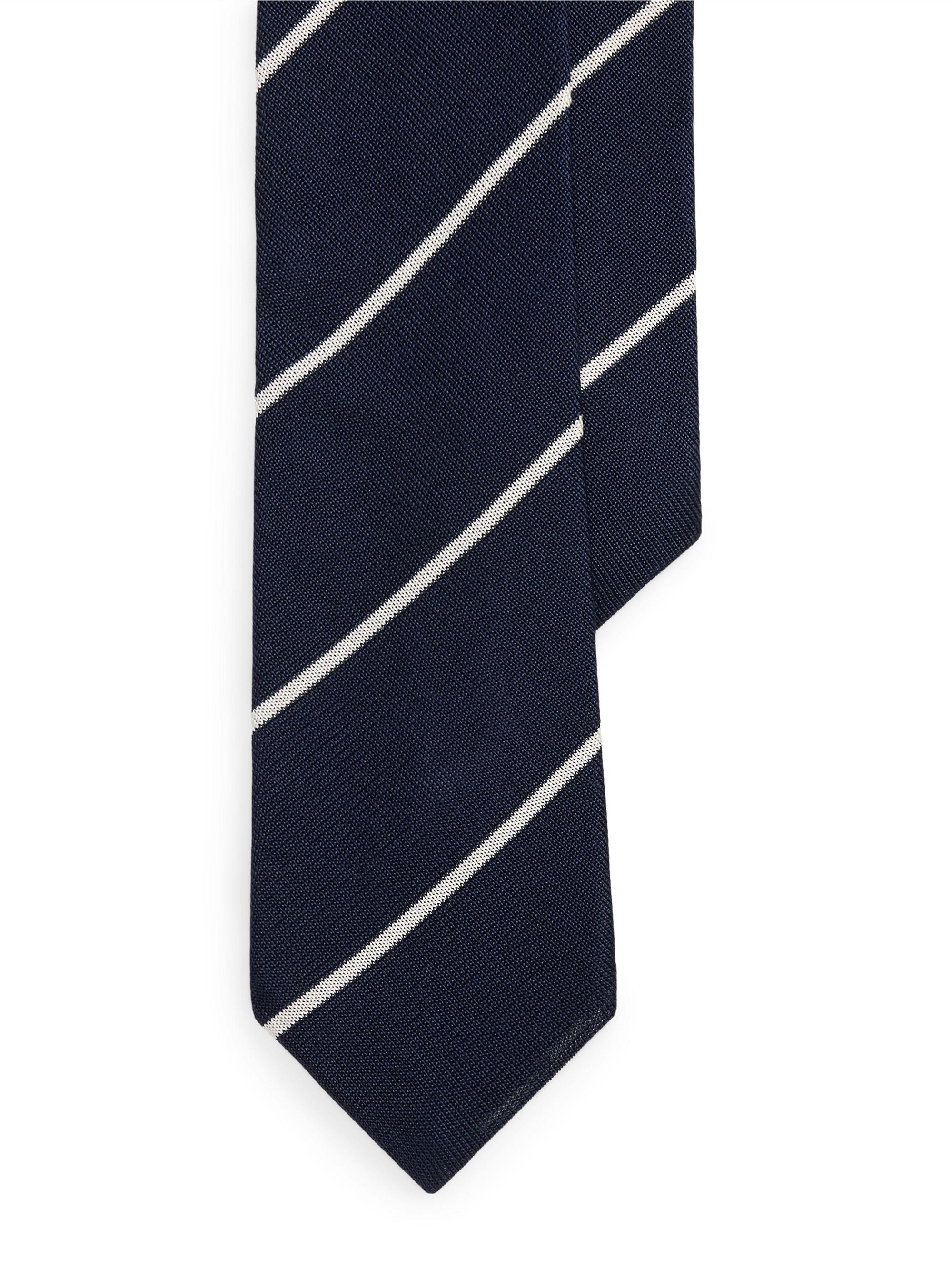 Ralph Lauren Purple Label Men's Striped Knit Silk Tie - Navy