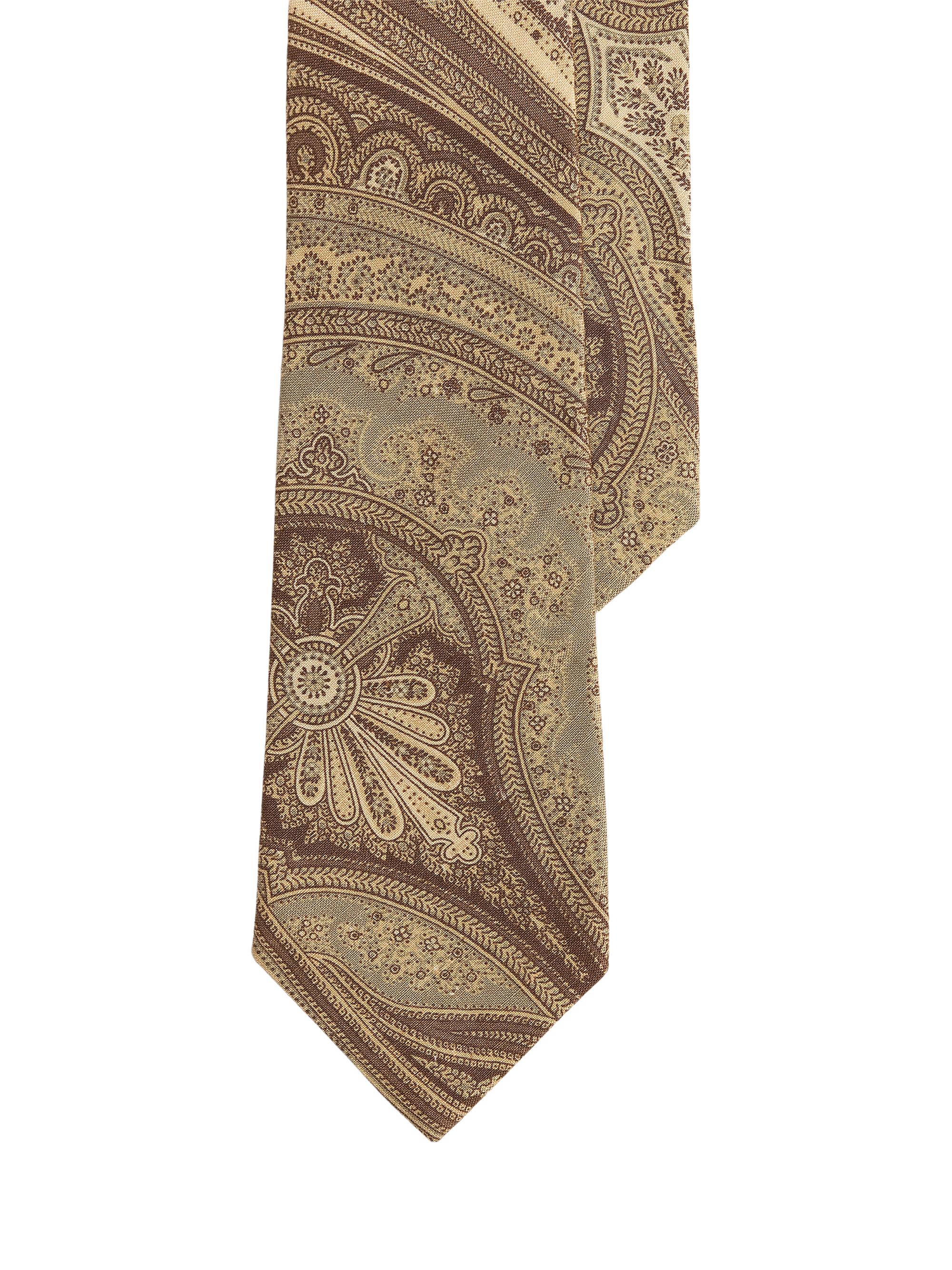 Ralph Lauren Purple Label Men's Paisley Linen-Silk Tie - Cactus Green Multi