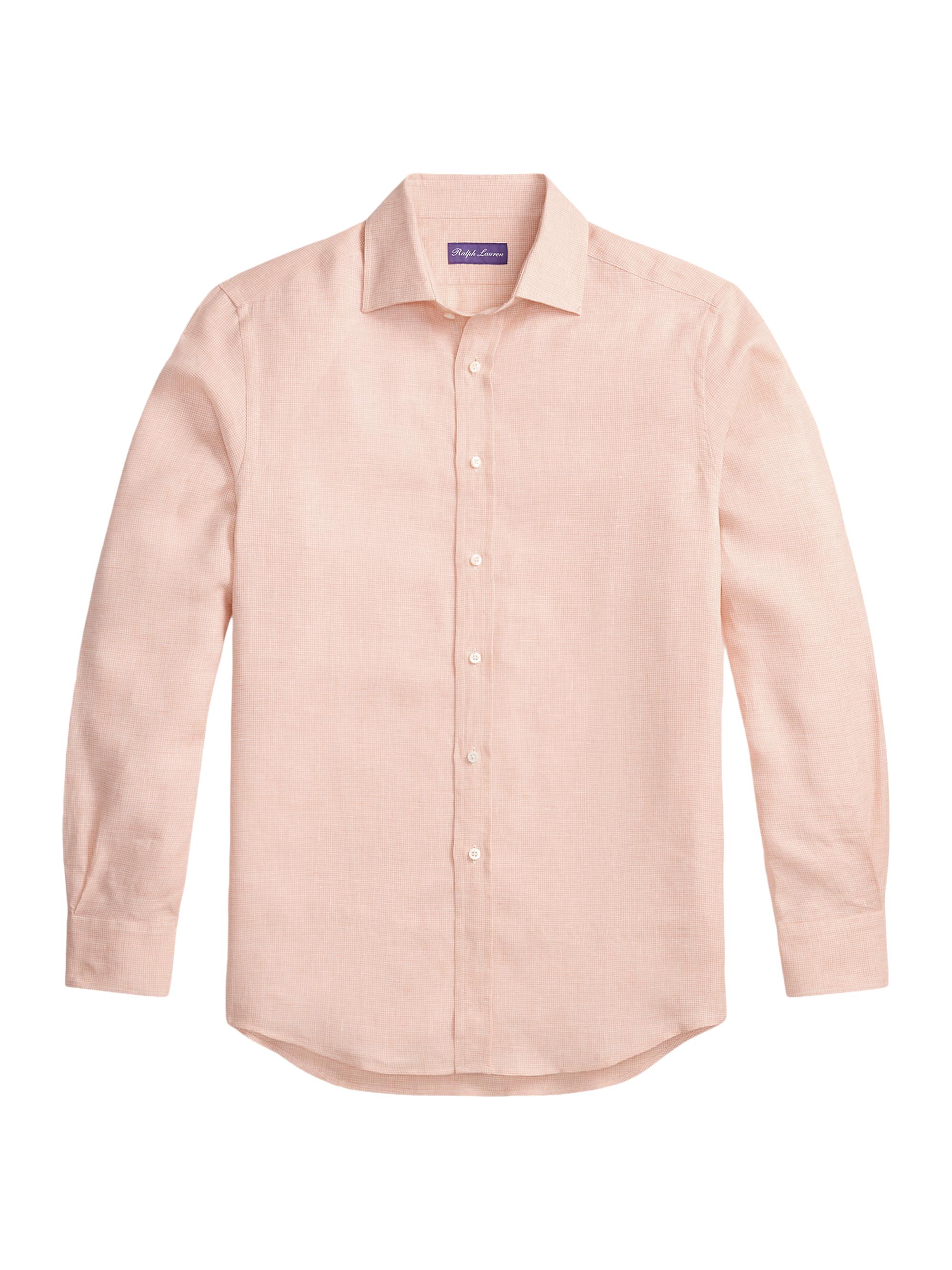 Ralph Lauren Purple Label Men's Houndstooth Linen Long-Sleeve Sport Shirt - Spearmint