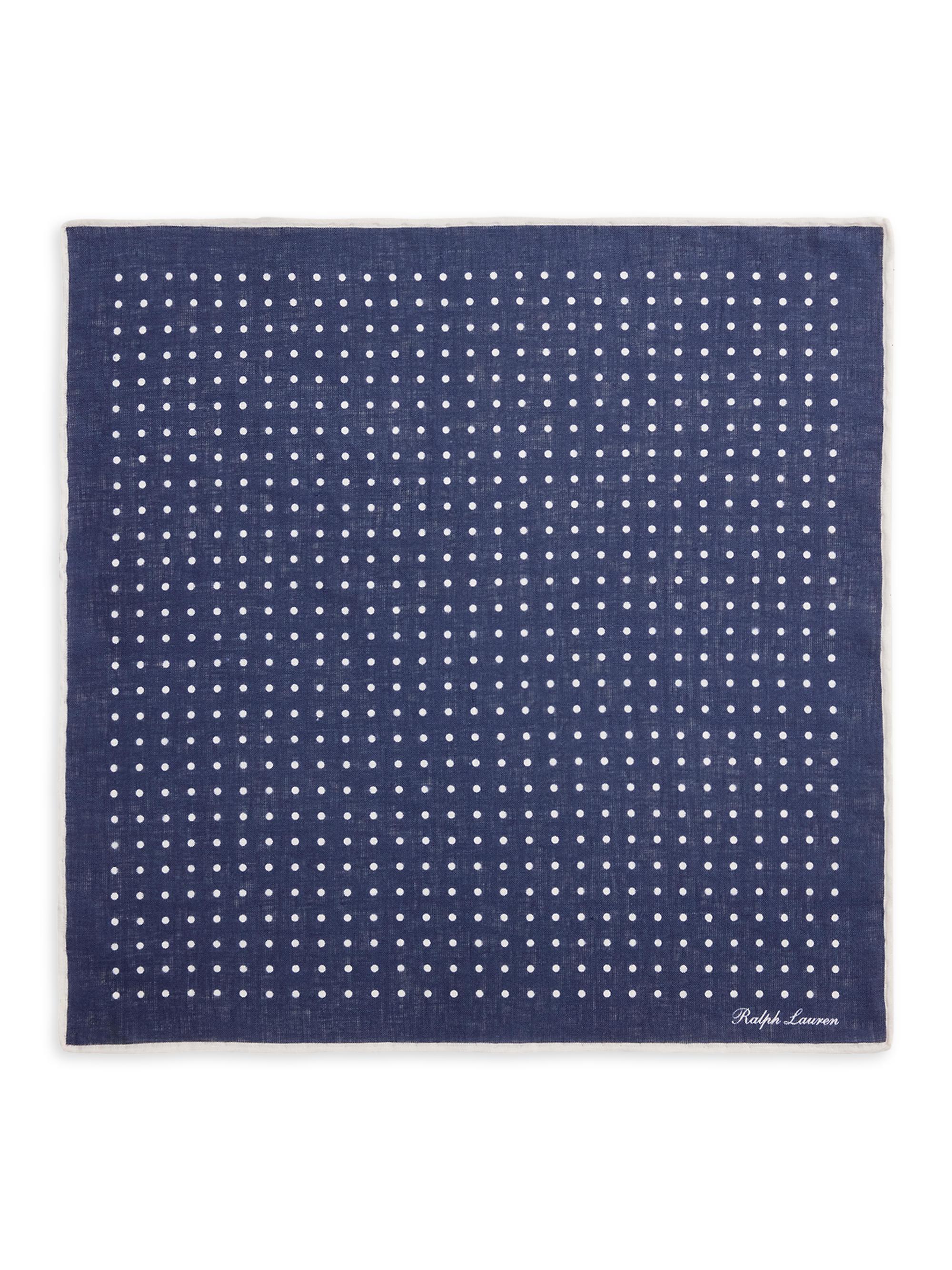 Ralph Lauren Purple Label Men's Dot Linen Pocket Square - Navy
