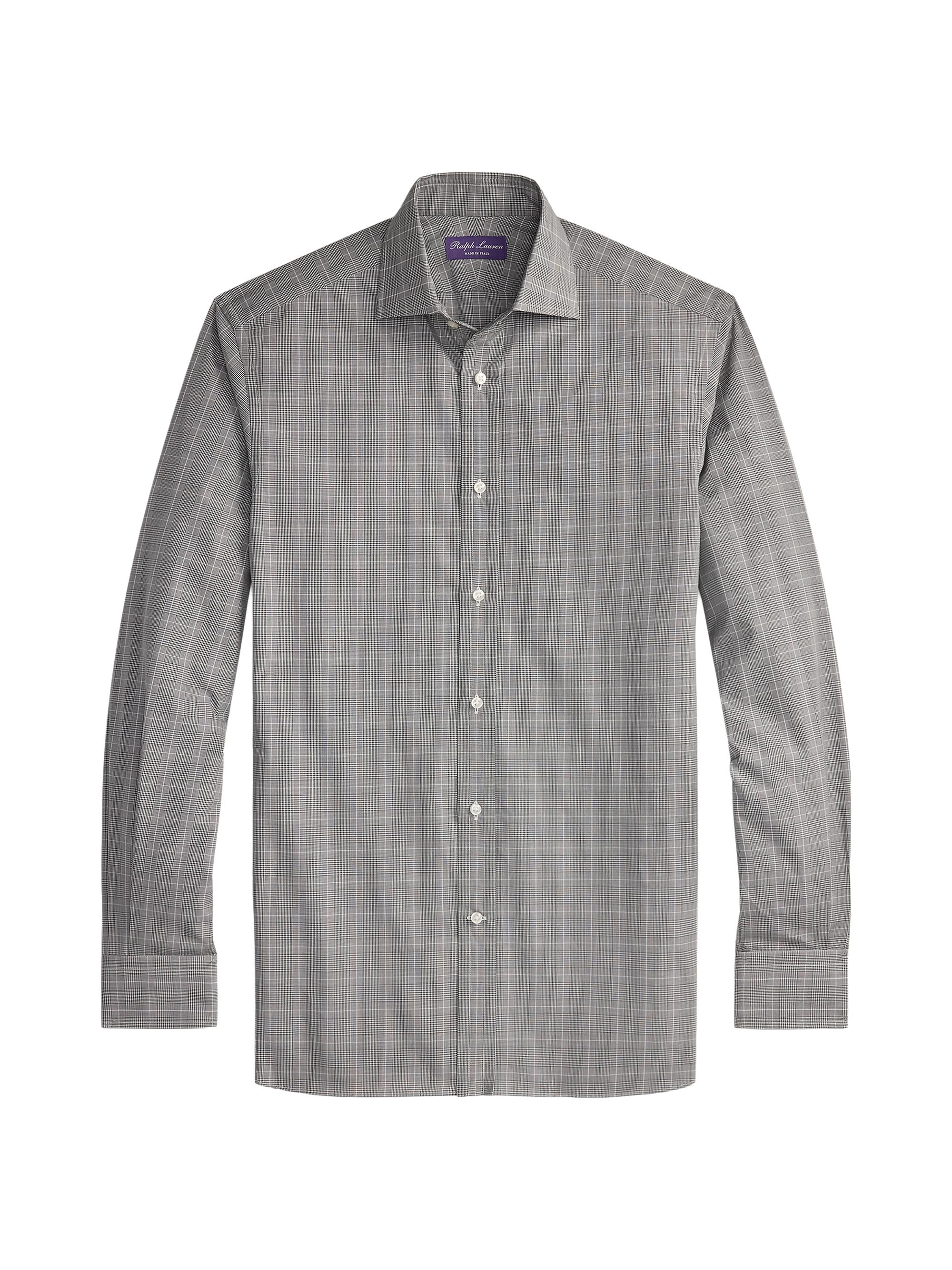 Ralph Lauren Purple Label Men's Aston Glen Check Cotton Dress Shirt - Black White