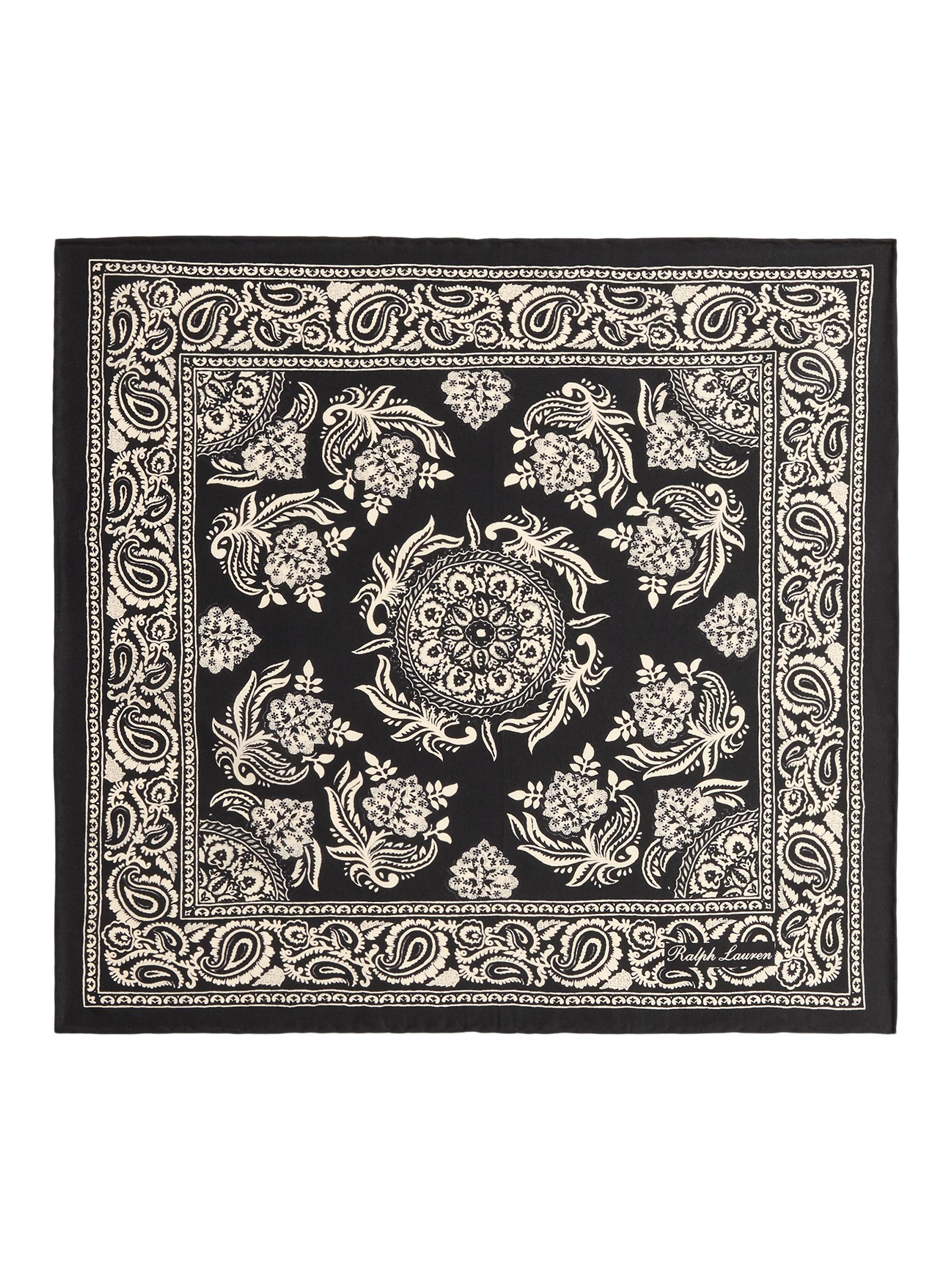 Ralph Lauren Purple Label Men's Printed Silk Pocket Square - Black Cream