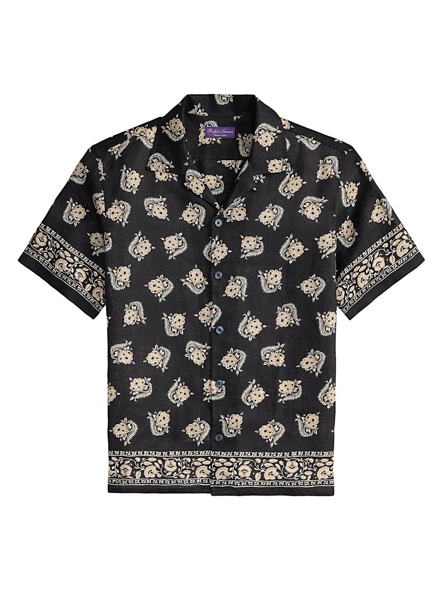 Ralph Lauren Purple Label Paisley-Print Linen Camp Shirt | Saks