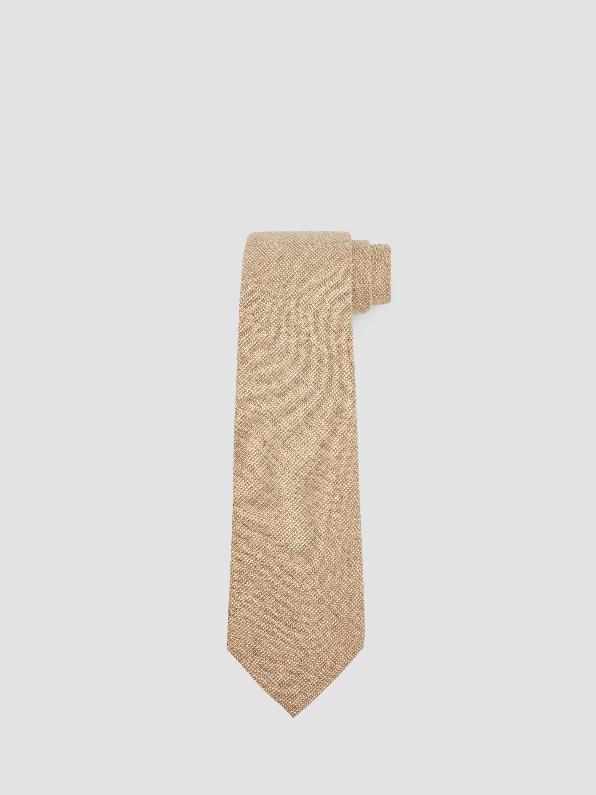 Ralph Lauren Purple Label Men's Textured Linen-Cotton-Silk Tie - Khaki Multi | Thumbnail 2
