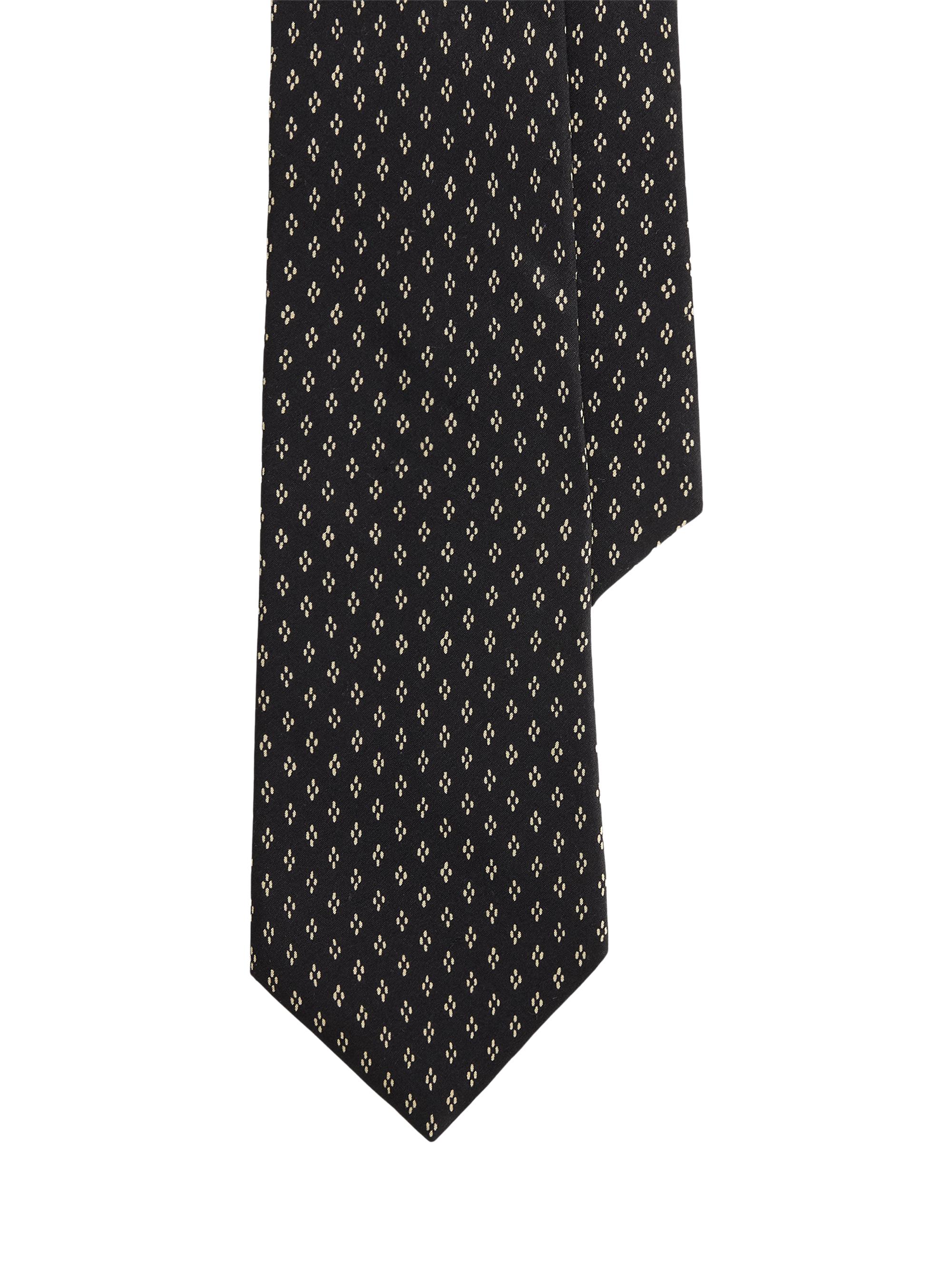 Ralph Lauren Purple Label Men's Dotted Diamond Silk Neck Tie - Black