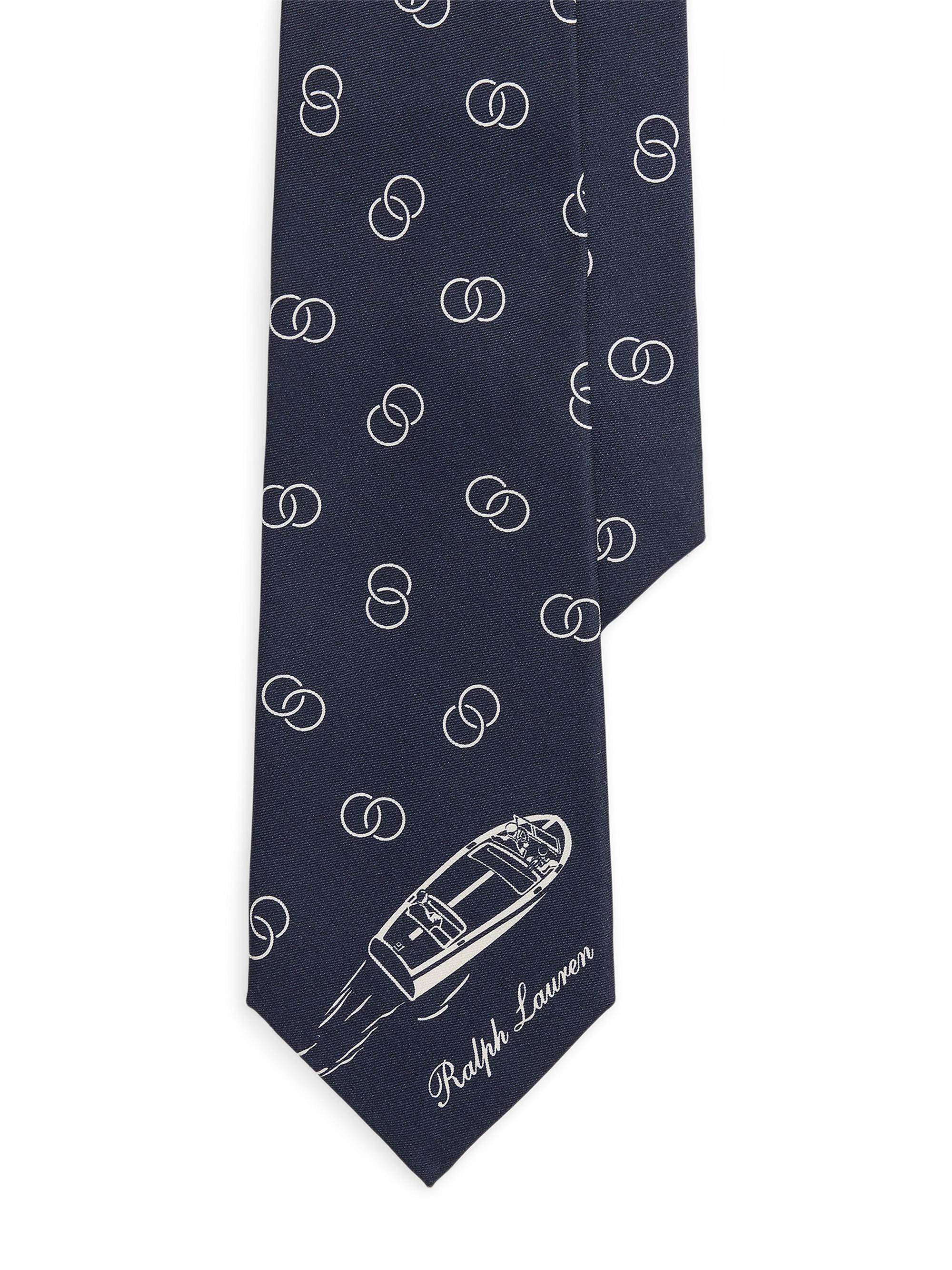 Ralph Lauren Purple Label Men's Boat Scenic Silk Neck Tie - Navy
