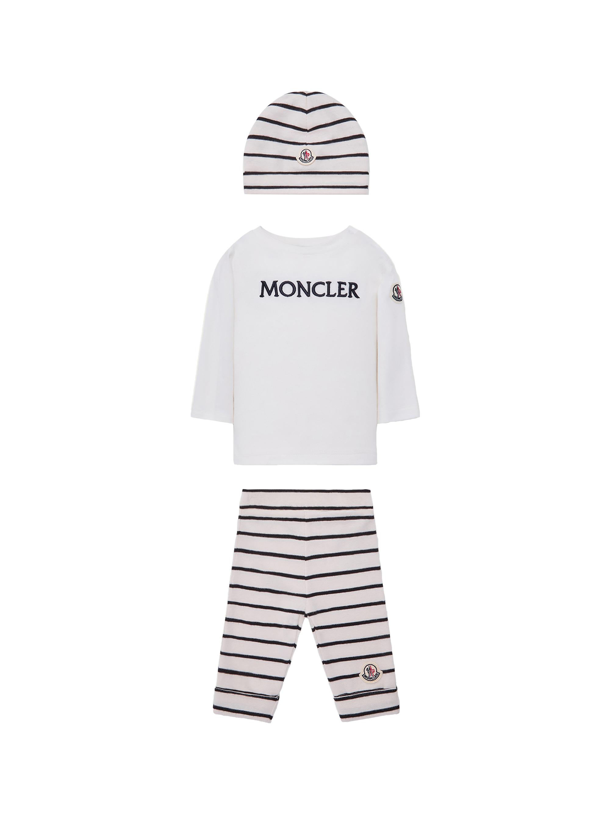 Baby's Set in Cotton - White Blue - Size 3 Months