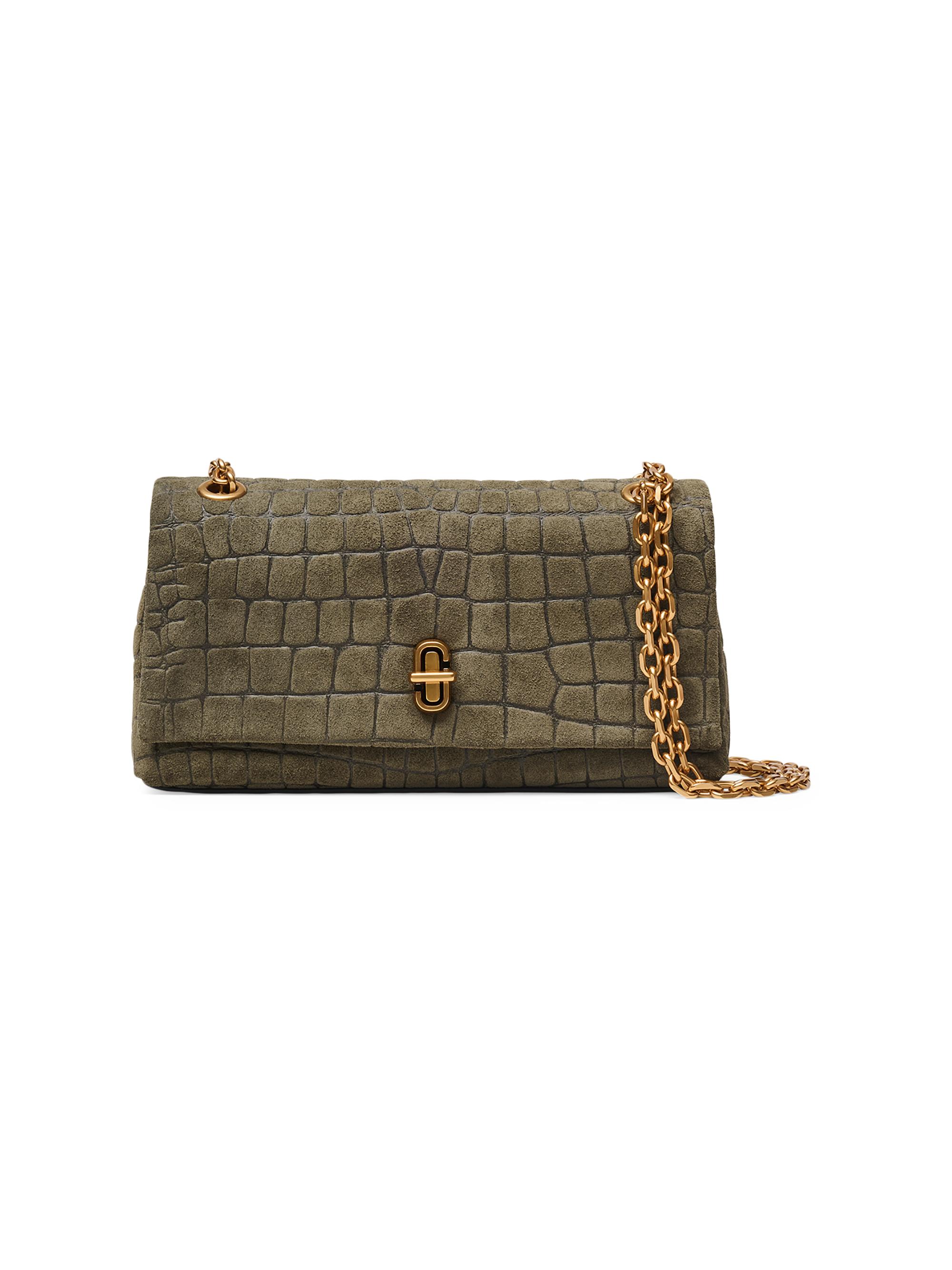 Marc Jacobs Women's The Dual Mini Croc-Embossed Suede Chain Bag - Olive