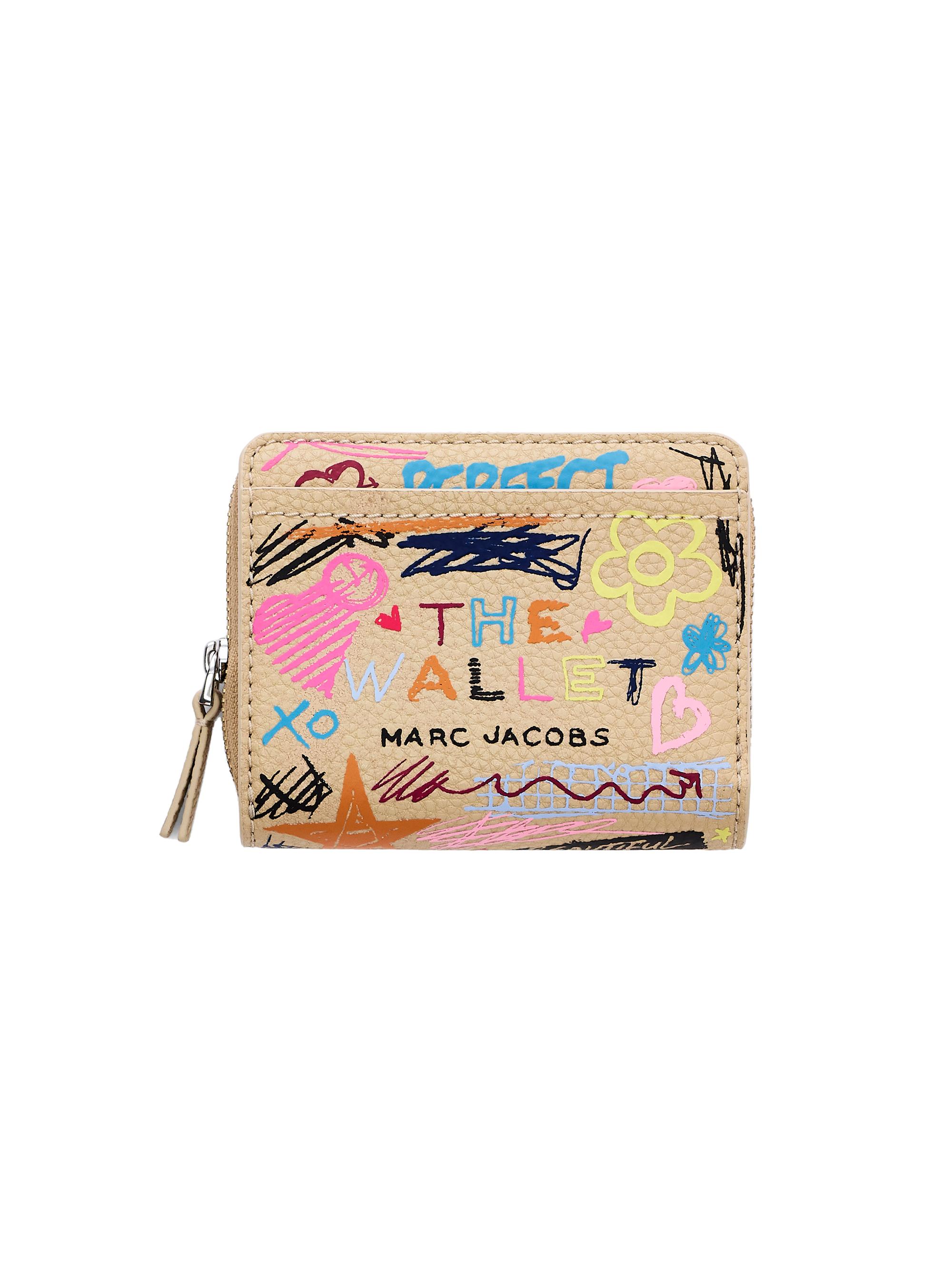 Marc Jacobs Women's The Punk Scribble Mini Leather Wallet - Beige Multi