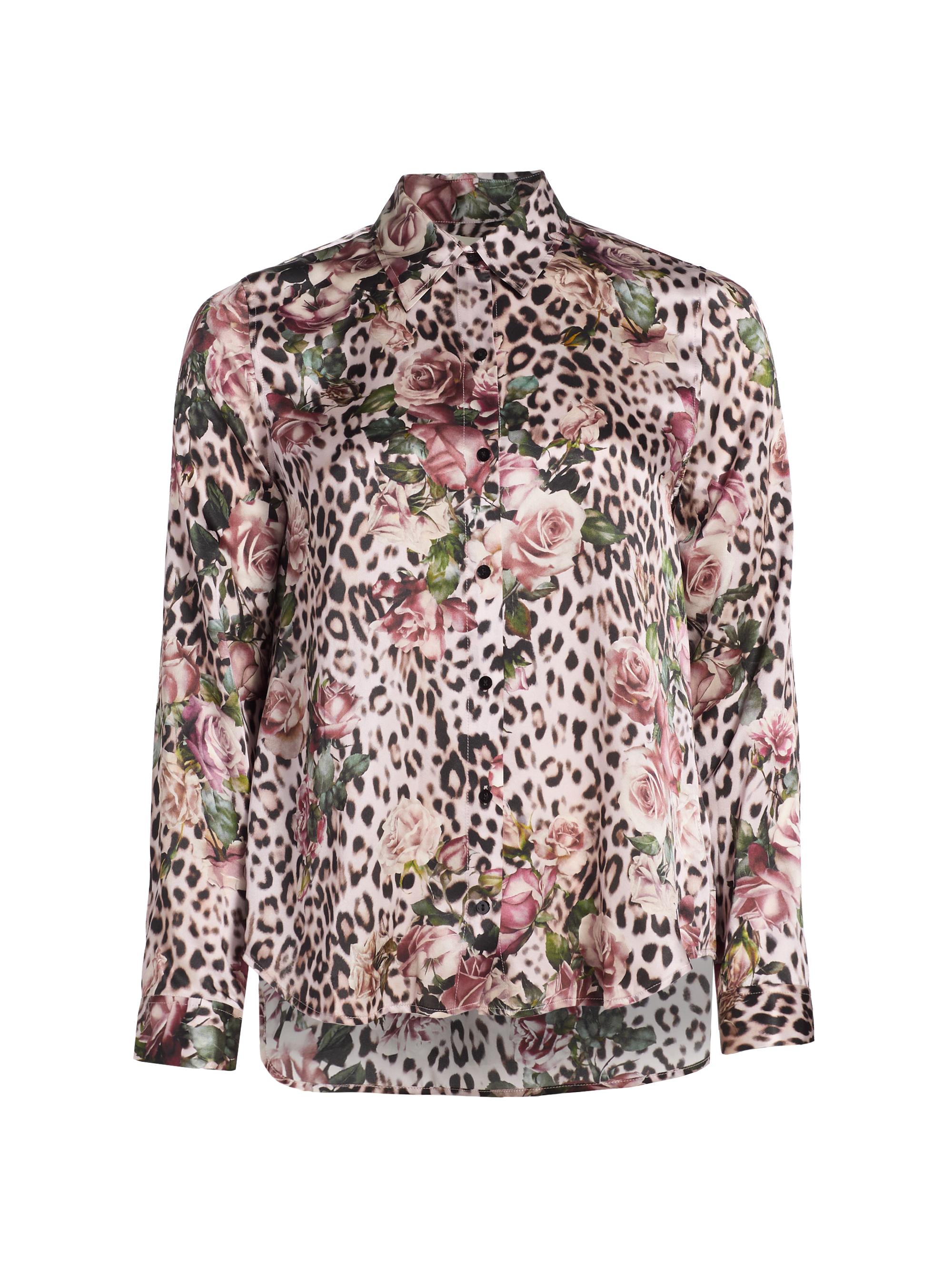 L'AGENCE Women's Tyler Floral Leopard Silk Shirt - Multi Small Rose Cheetah