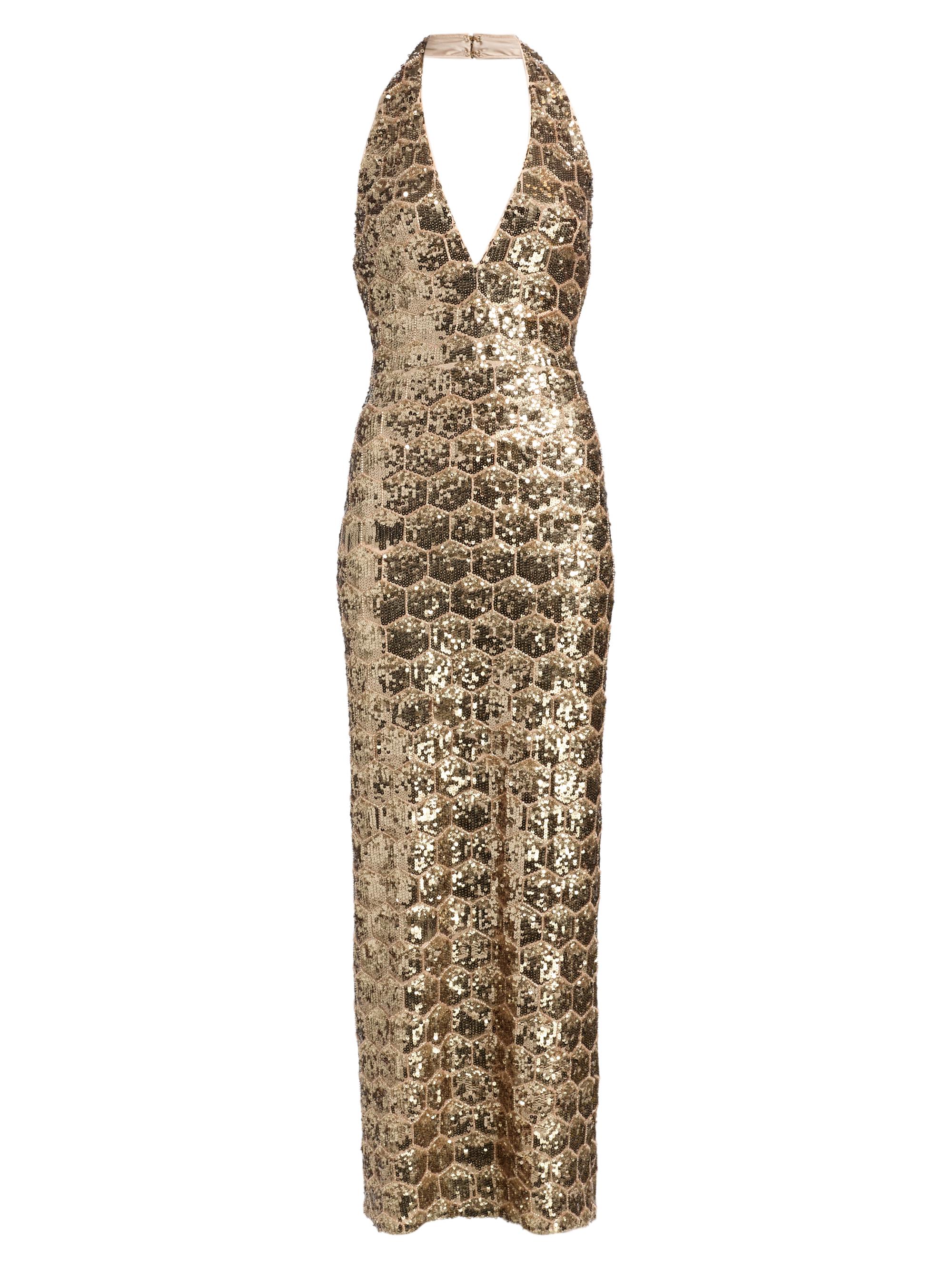 Halston Sya Sequined Halter Midi-Dress