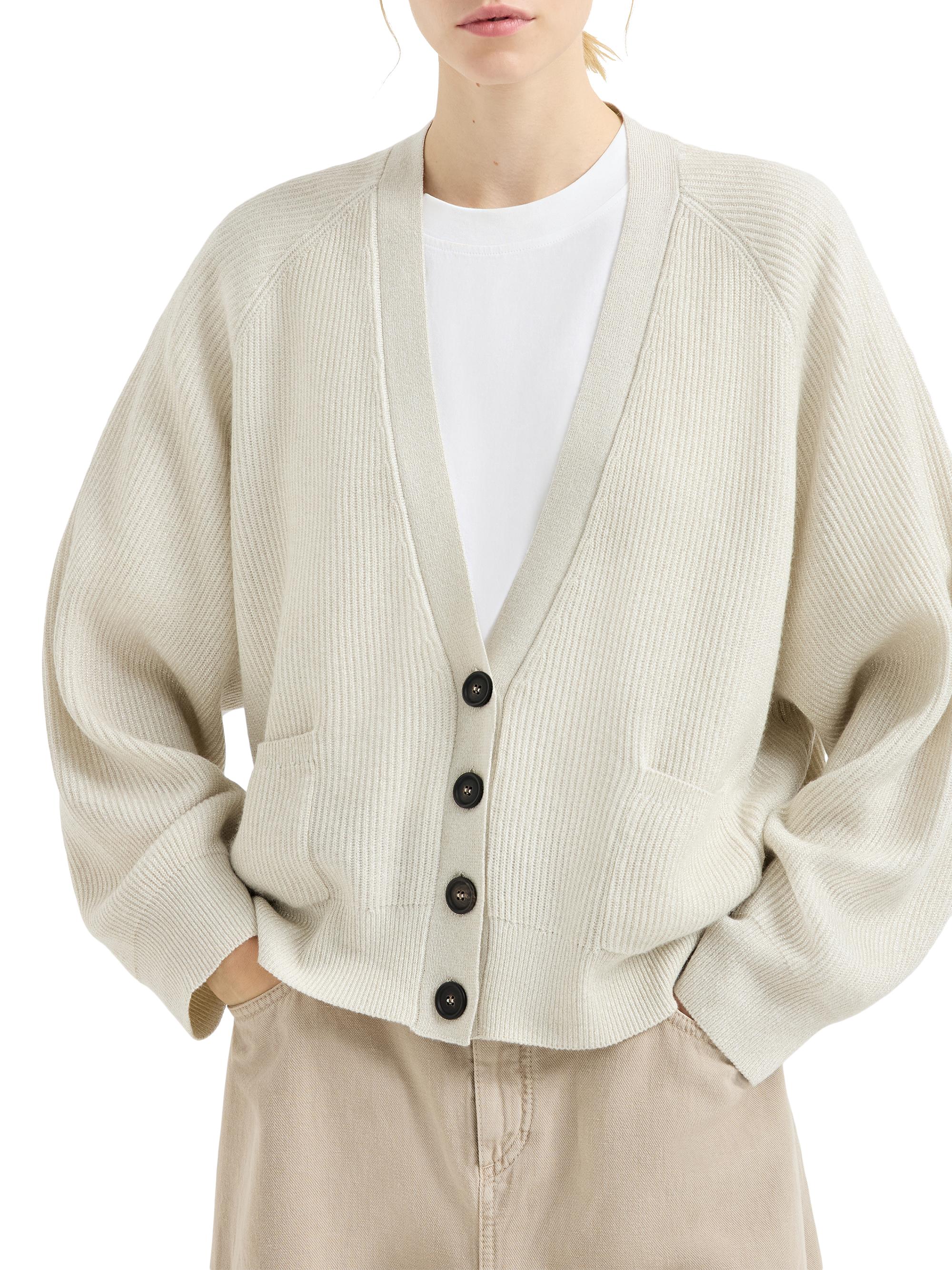 Brunello Cucinelli Sparkling Cashmere Ribbed Cardigan | Saks Fifth