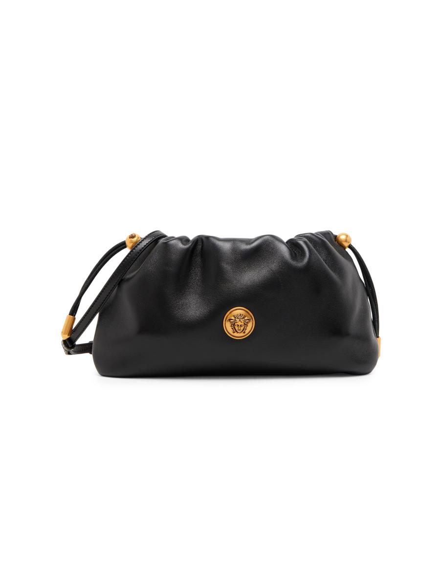 Versace Women's Emblem Small Pouch In Black Gold