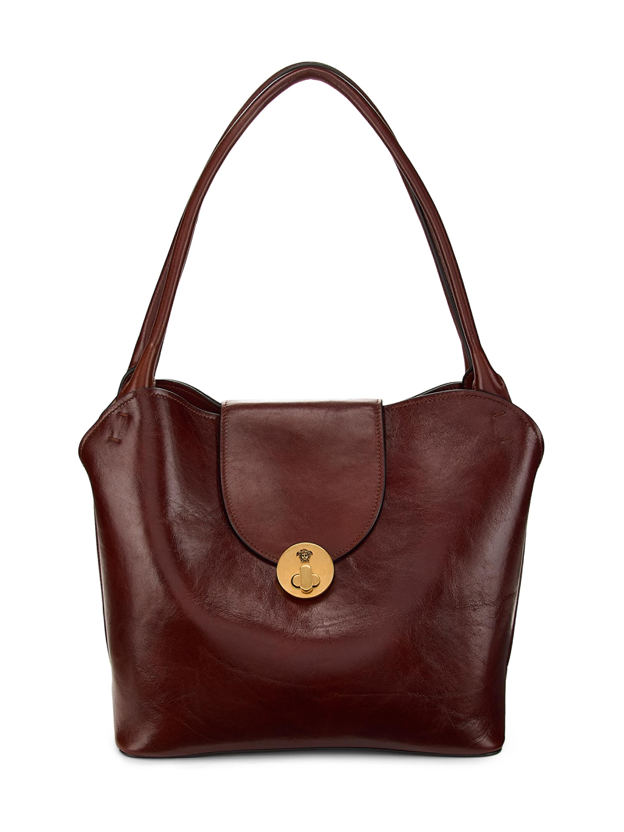 Versace Women's Vivian Leather Shoulder Bag - Carminio Red Gold