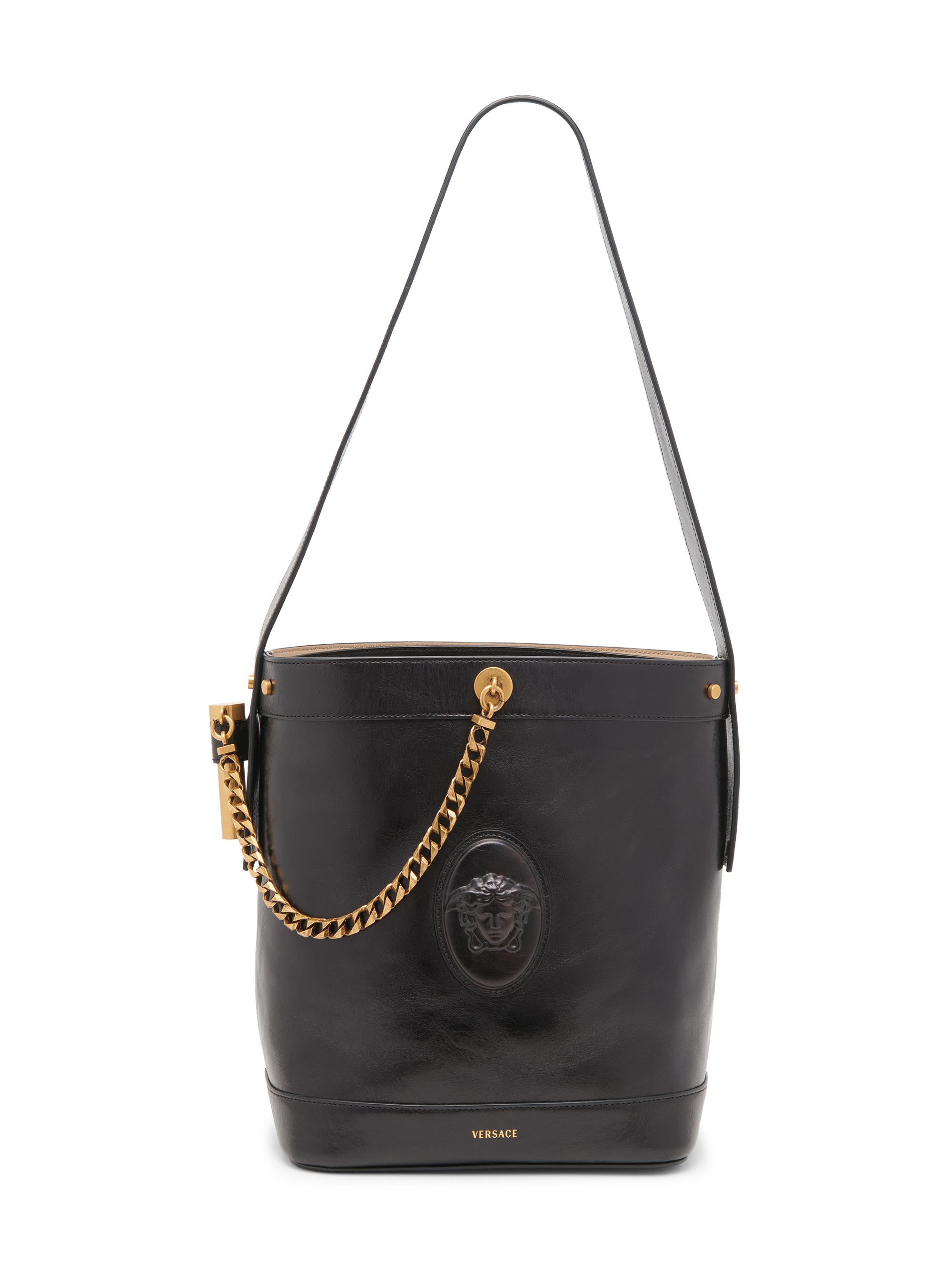 Versace Women's Pivot  Leather Bucket Bag - Black Gold | Thumbnail 7