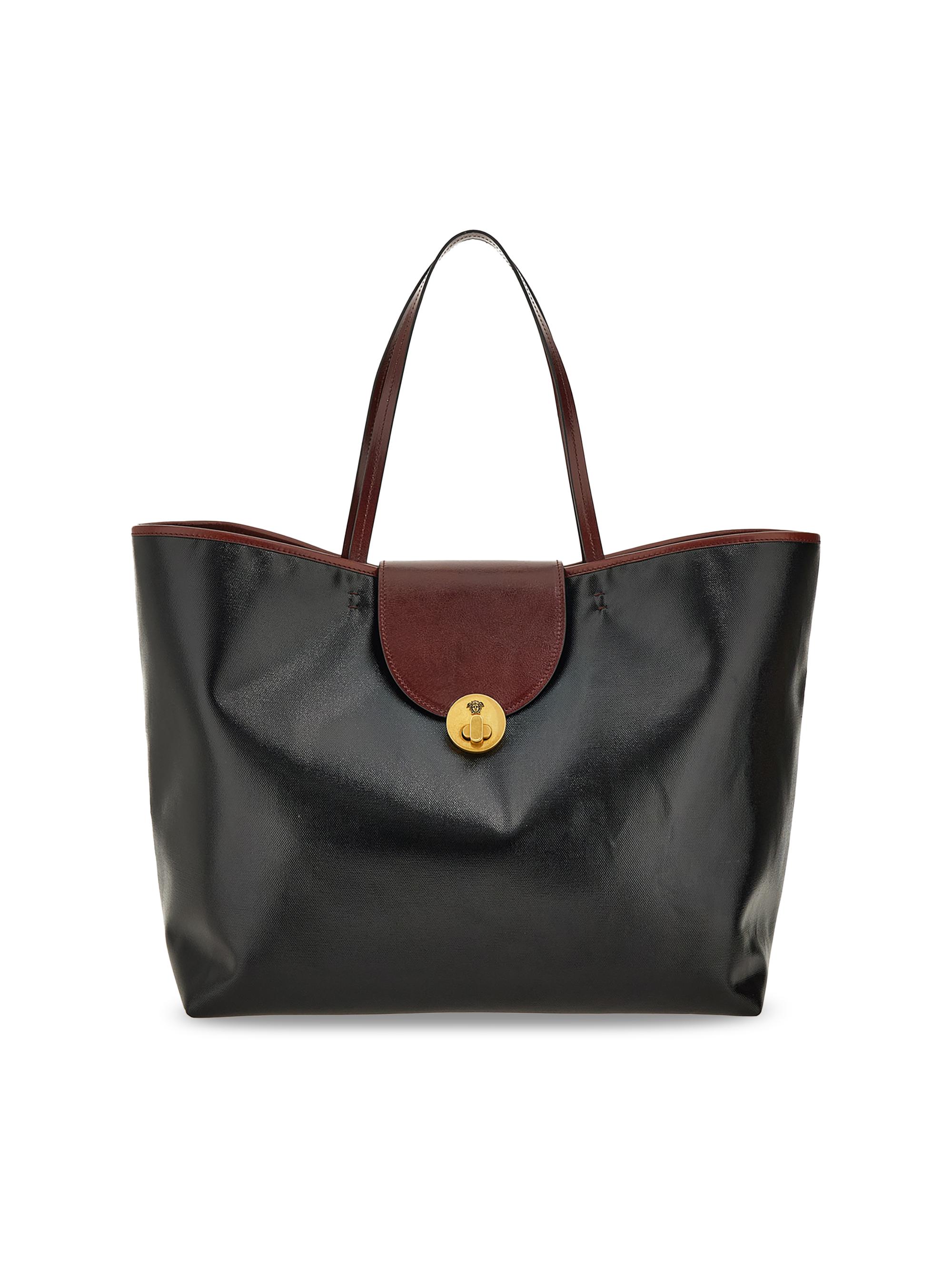 Versace Women's Vivian  Coated Canvas Tote - Black Rosewood Gold