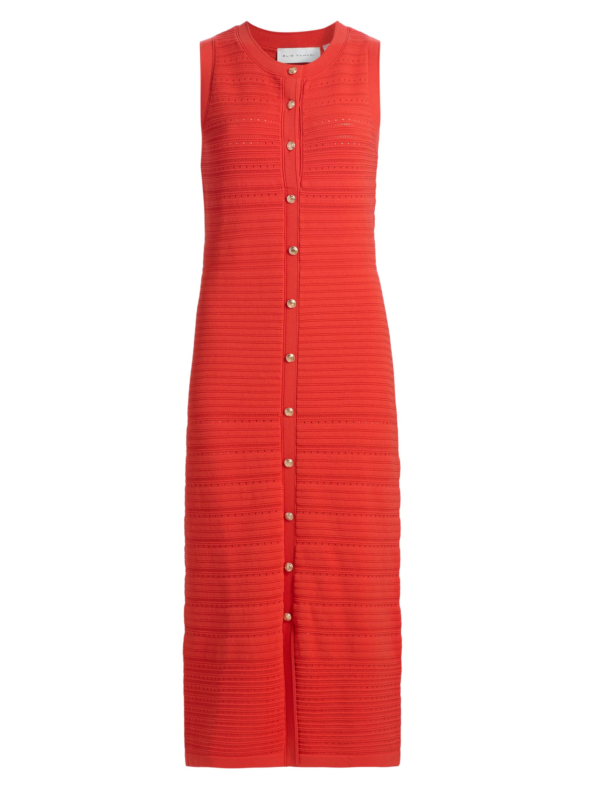 Elie Tahari Women's The Alessandra Pointelle-Knit Midi-Dress - Orange Dream