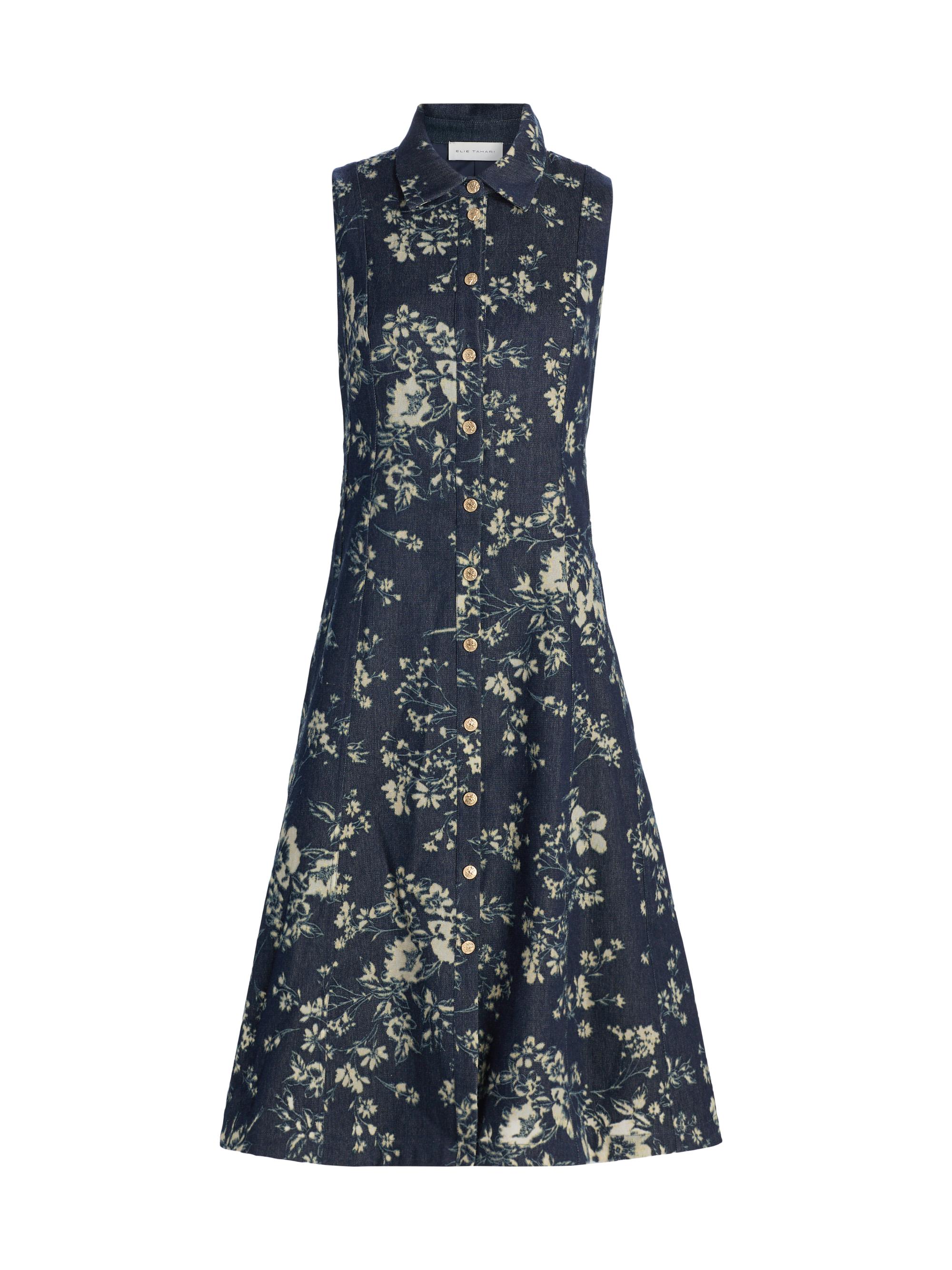 The Gabby Denim Burnout Midi-Shirtdress