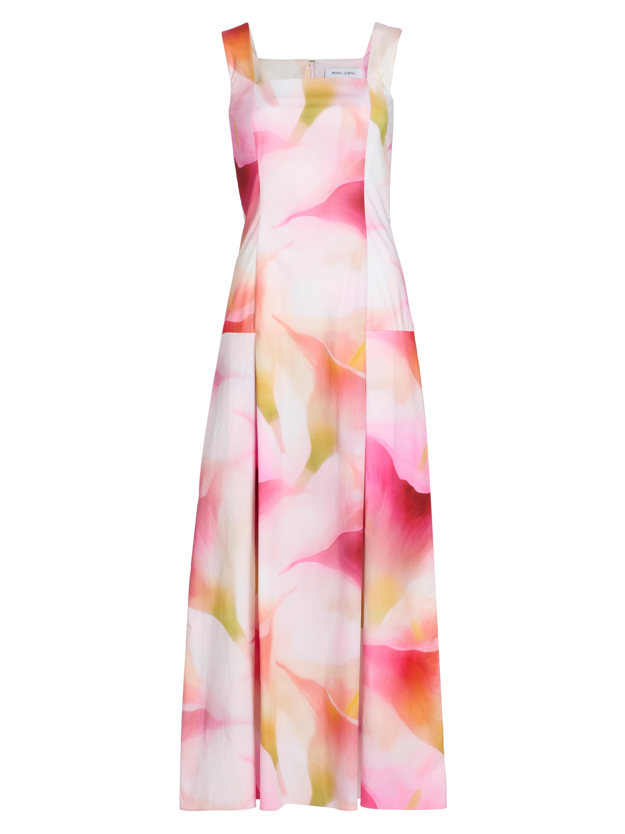 Prabal Gurung Women's Abstract Floral Cotton Poplin Tank Midi-Dress - Pink Multi