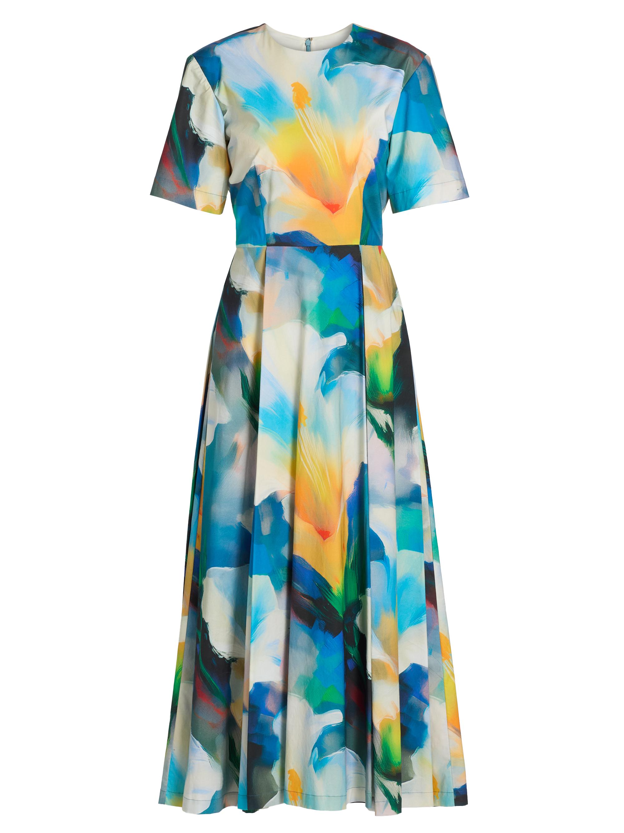 Prabal Gurung Women's Abstract Floral Pleated Cocktail Dress - Blue Multi