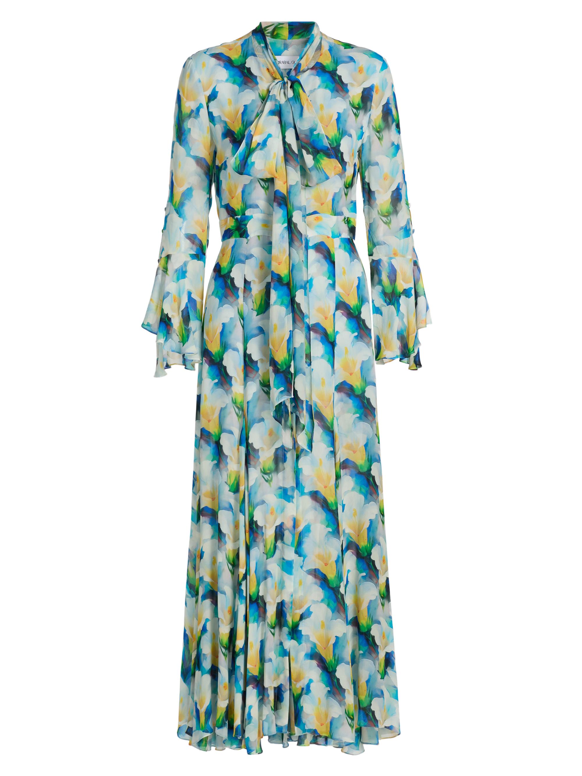 Prabal Gurung Women's Floral Chiffon Pussy-Bow Collar Dress - Blue Multi