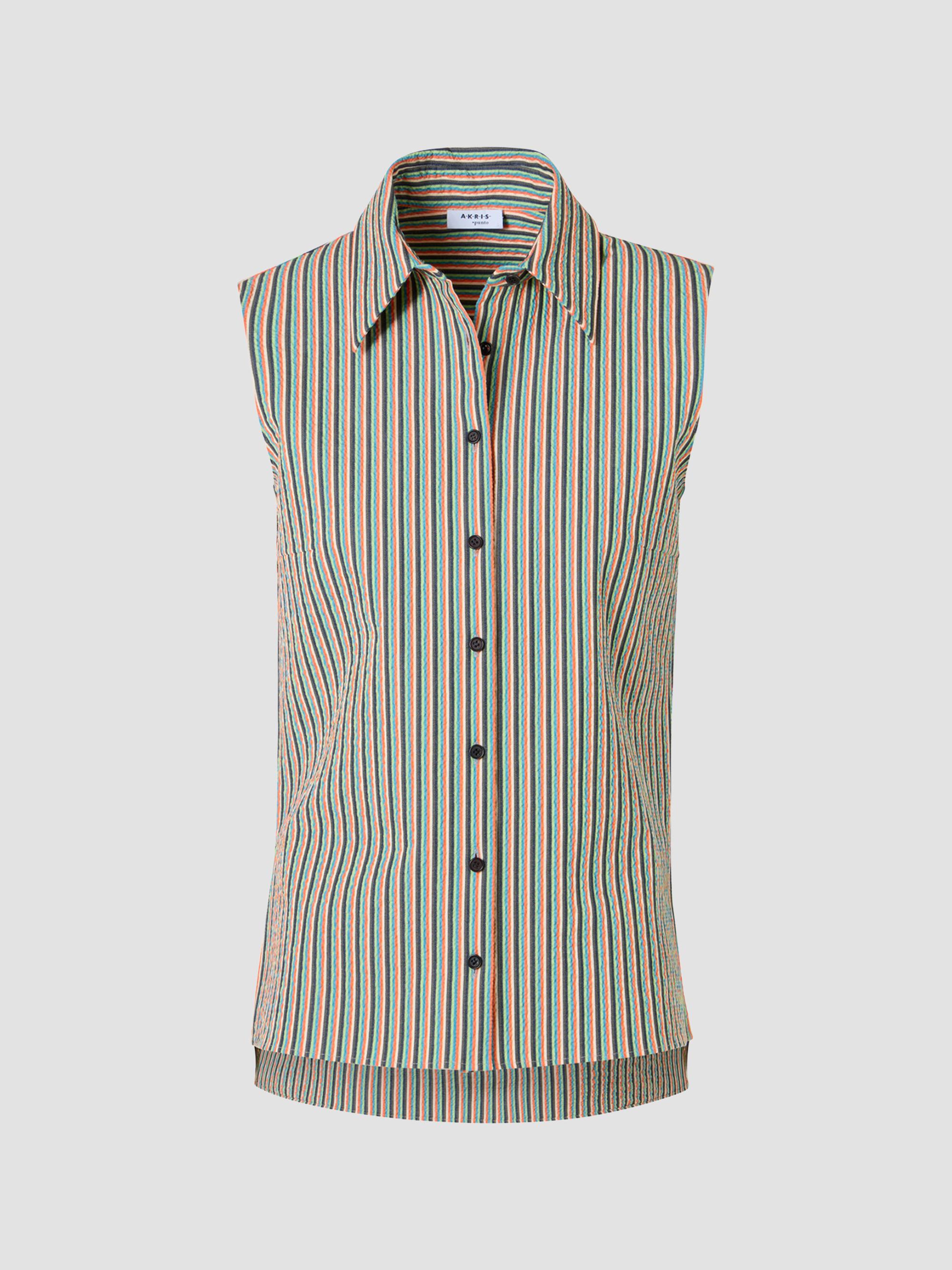Akris punto Women's Seersucker Striped Cotton Blouse | Thumbnail 7