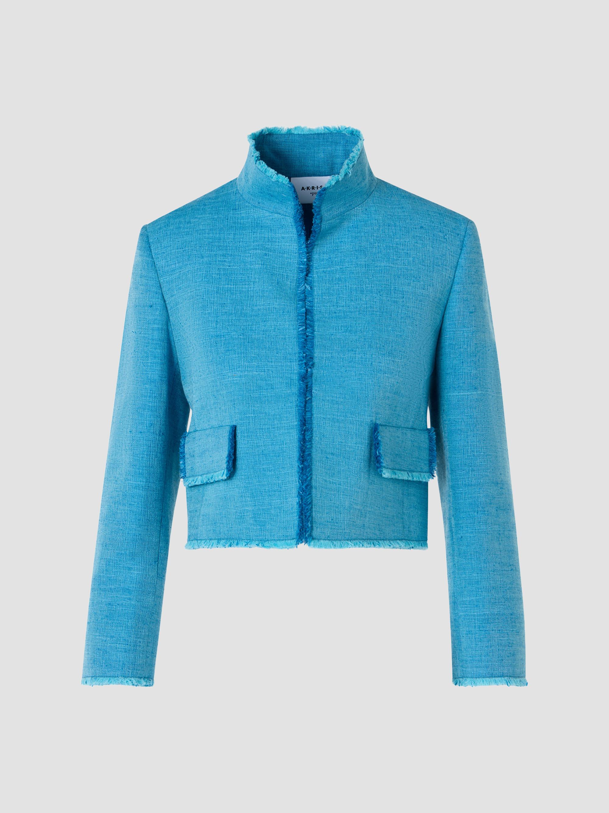 Akris punto Women's Fringed Silk Jacket - Medium Blue Denim | Thumbnail 7