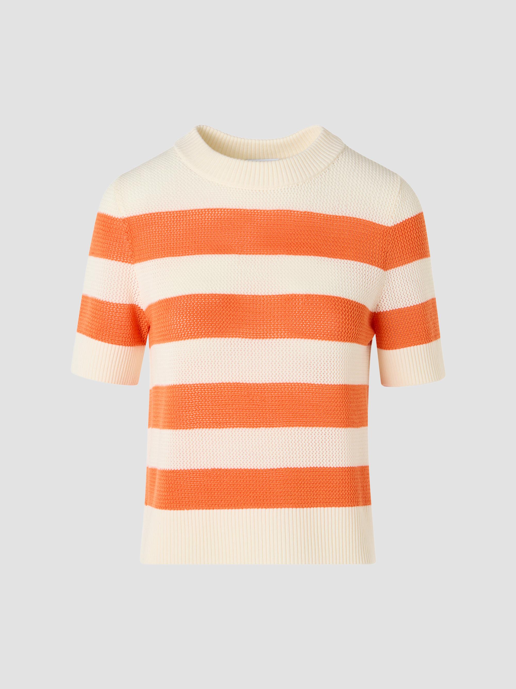 Akris punto Women's Striped Short-Sleeve Crewneck Sweater - Cream Orange | Thumbnail 7