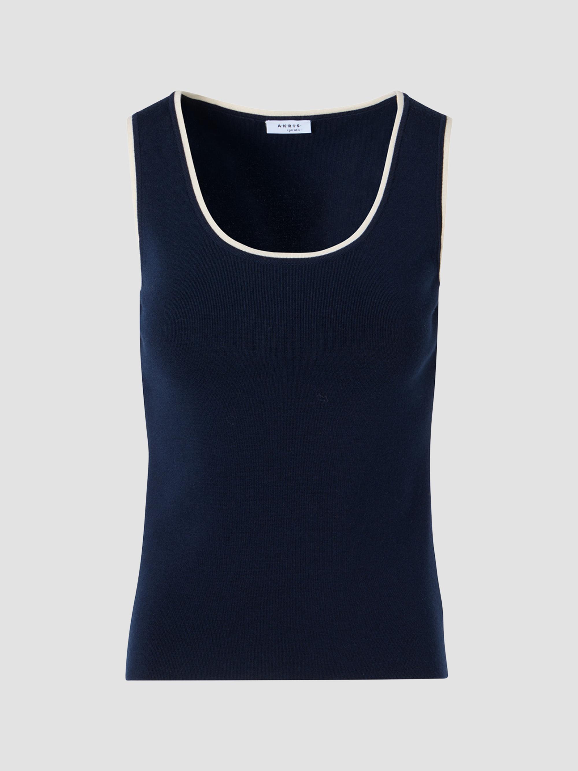 Akris punto Women's Stretch-Wool Rib-Knit Tank - Navy Cream | Thumbnail 7