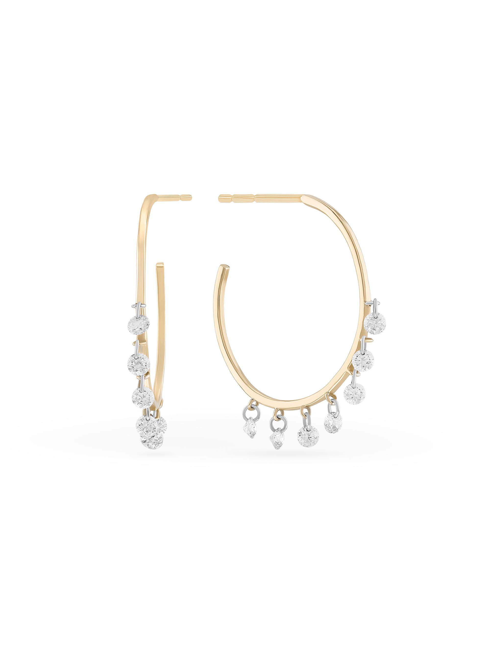 Lana Women's Floating Diamond Two-Tone 14K Gold & 0.40 TCW Diamond Hoop Earrings - Yellow Gold