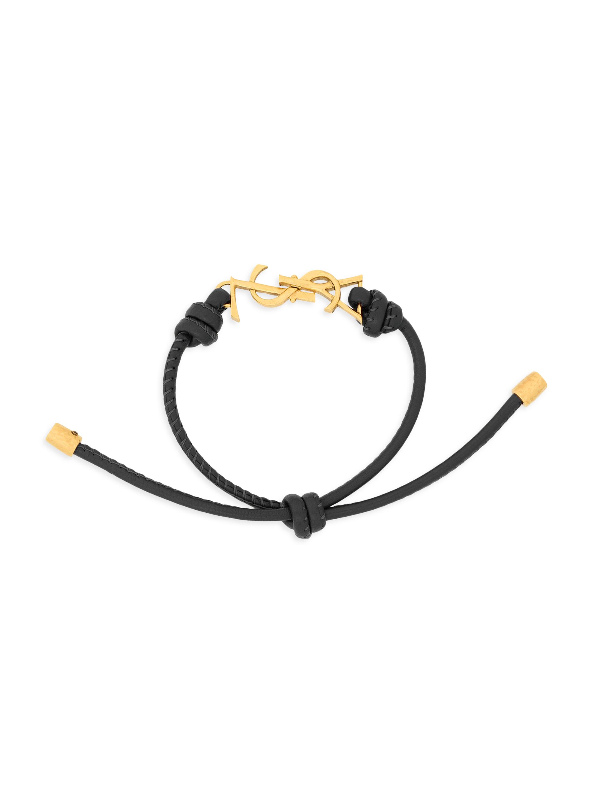 YSL ブラック ゴールド ブレスレット Saint Laurent Cassandre Cord Bracelet in Leather | Saks Fifth Avenue