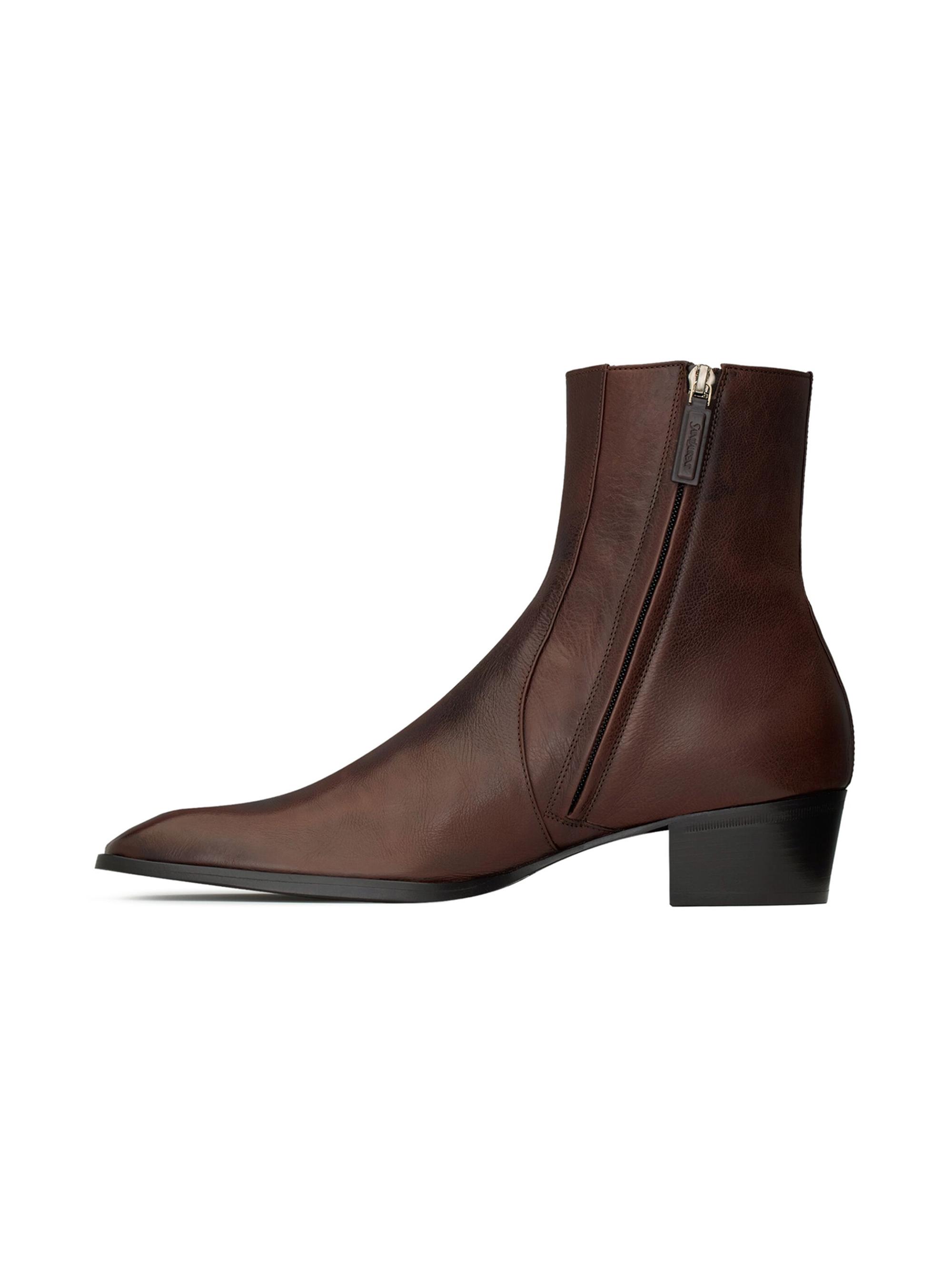 Saint Laurent Stanton Boots in Grained Leather | Saks Fifth Avenue